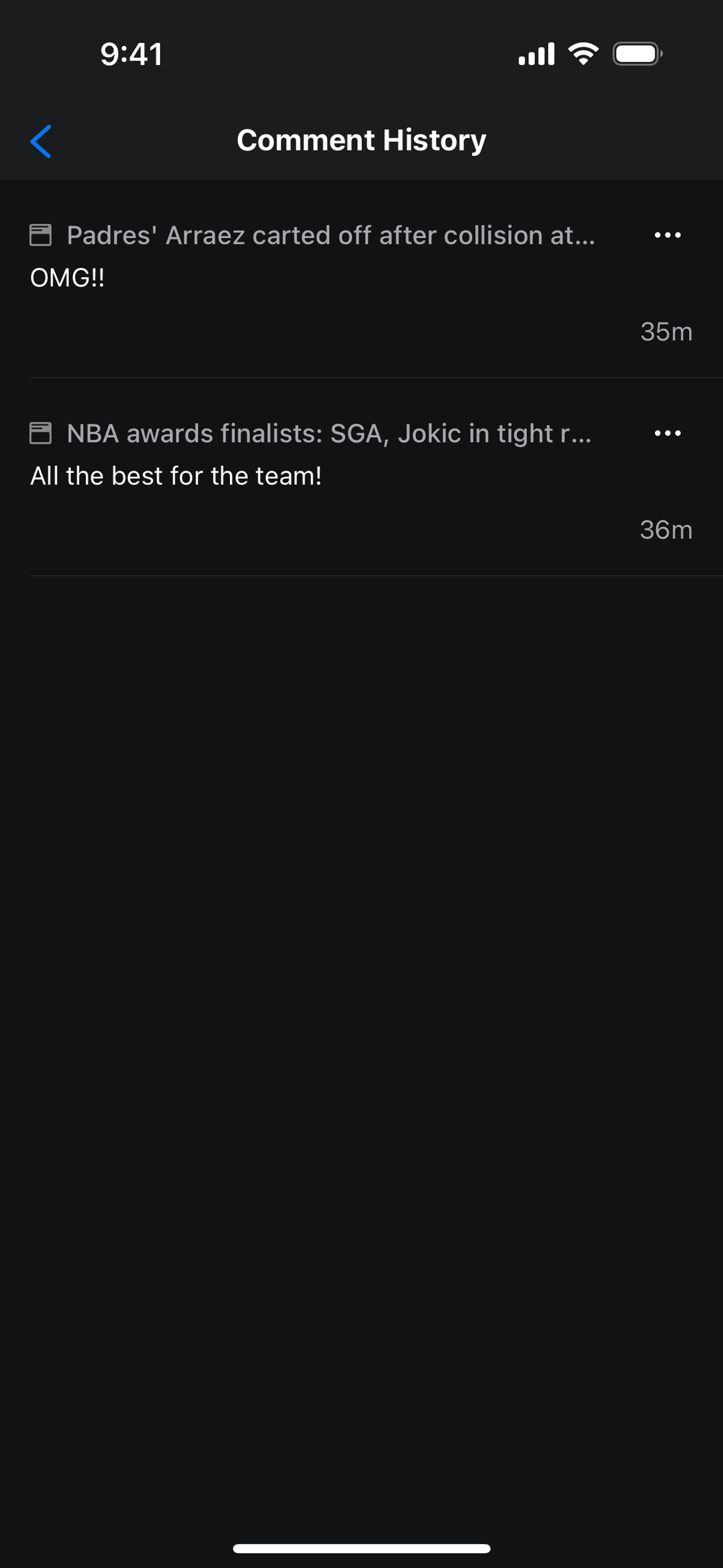 theScore iOS Sports interface screenshot 8