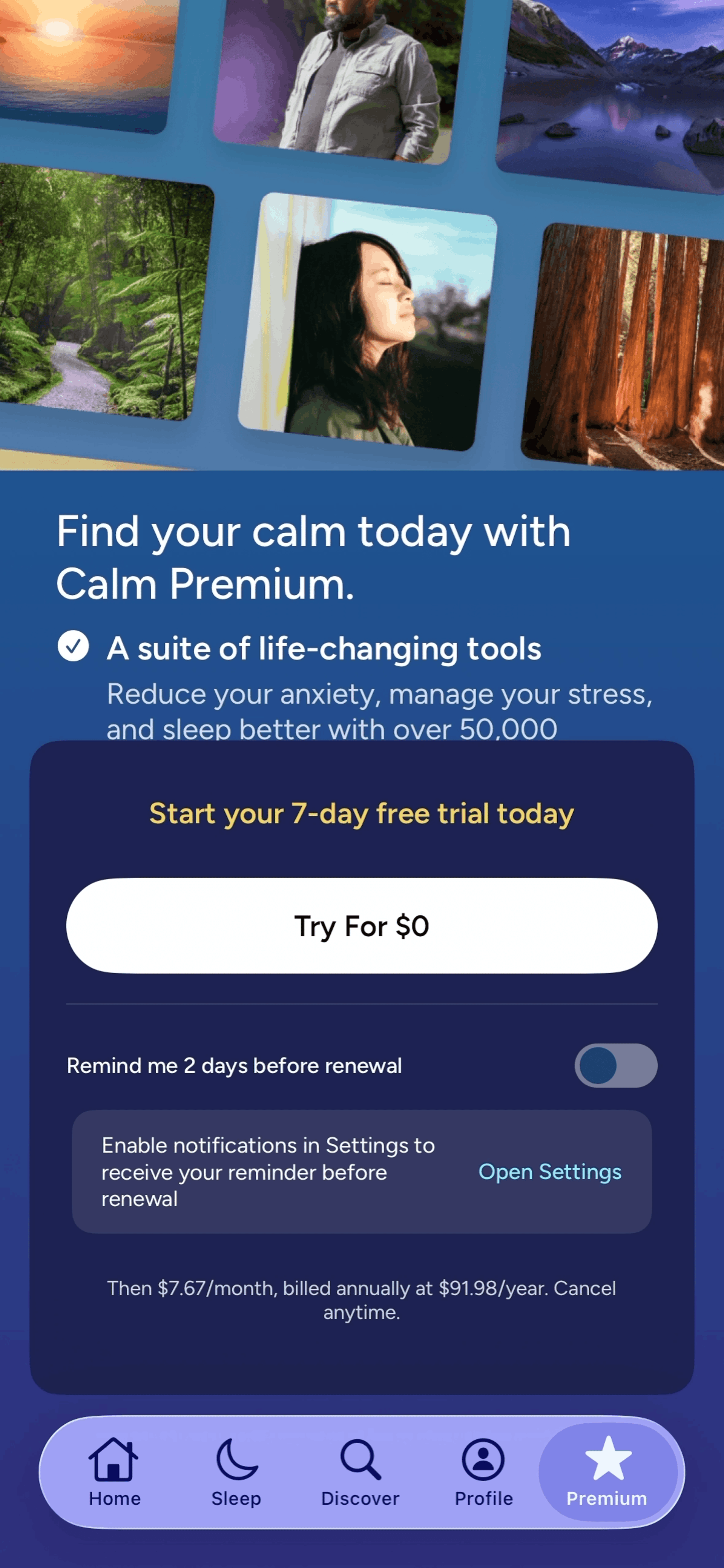 Calm iOS Health & Fitness interface screenshot 15