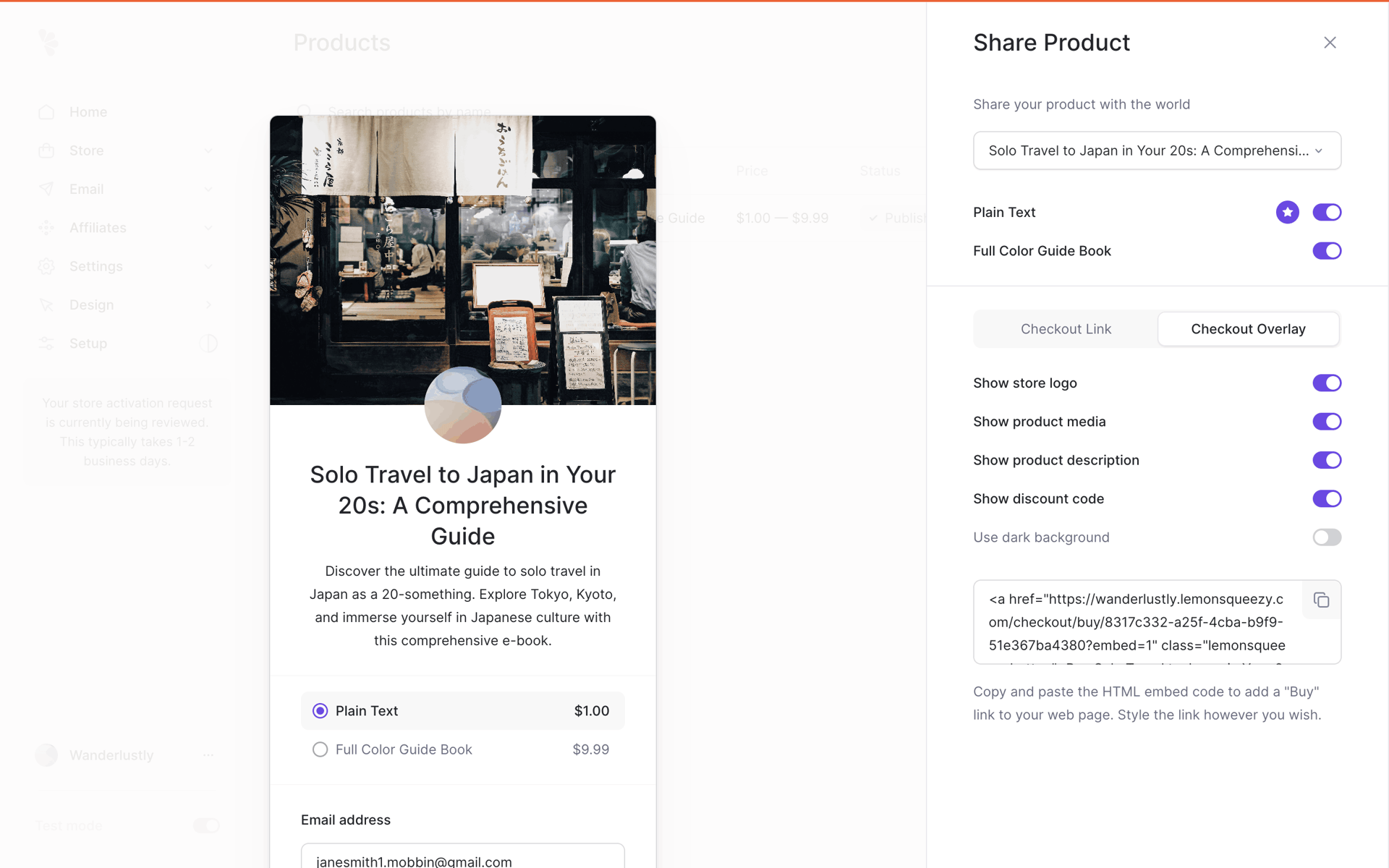 Lemon Squeezy Web Business interface screenshot 20