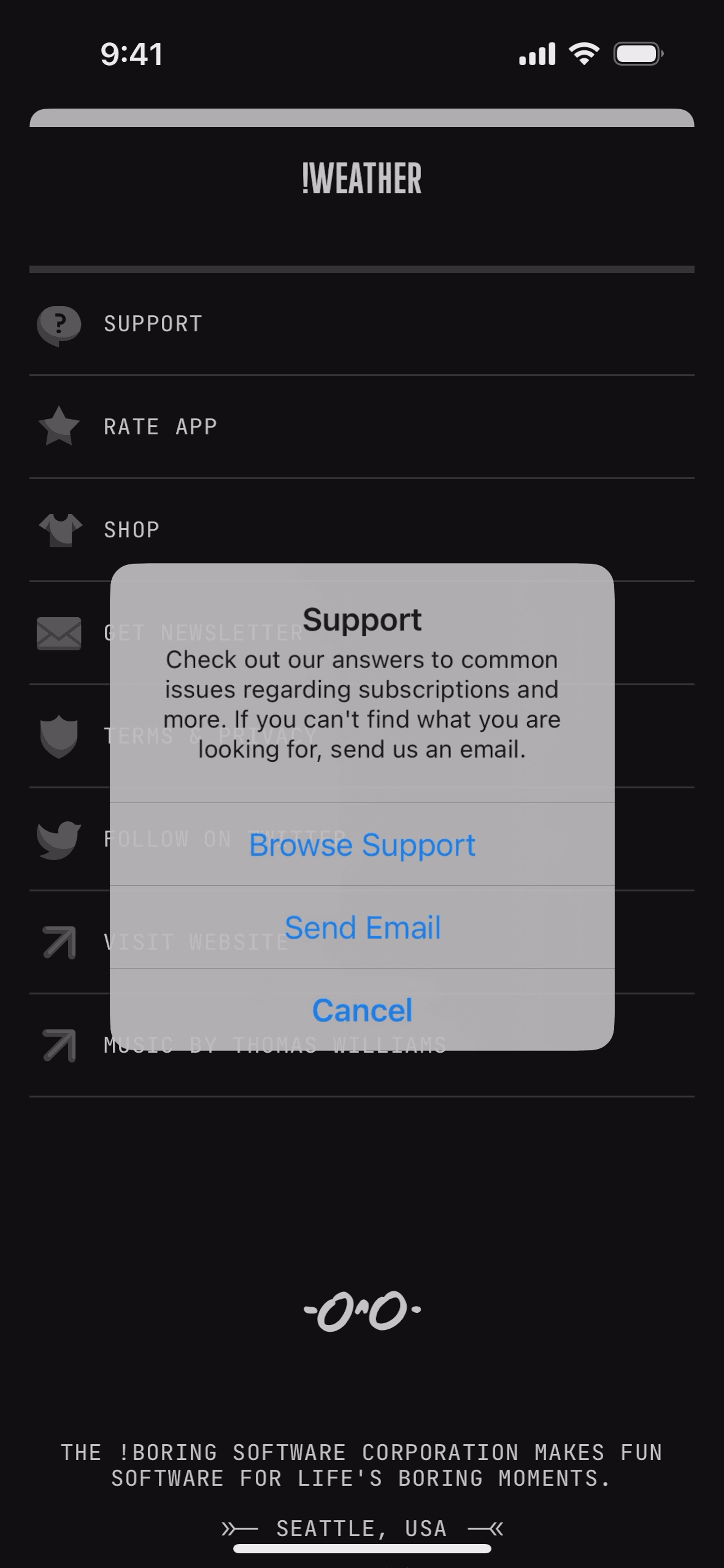 (Not Boring) Weather iOS Utilities interface screenshot 6