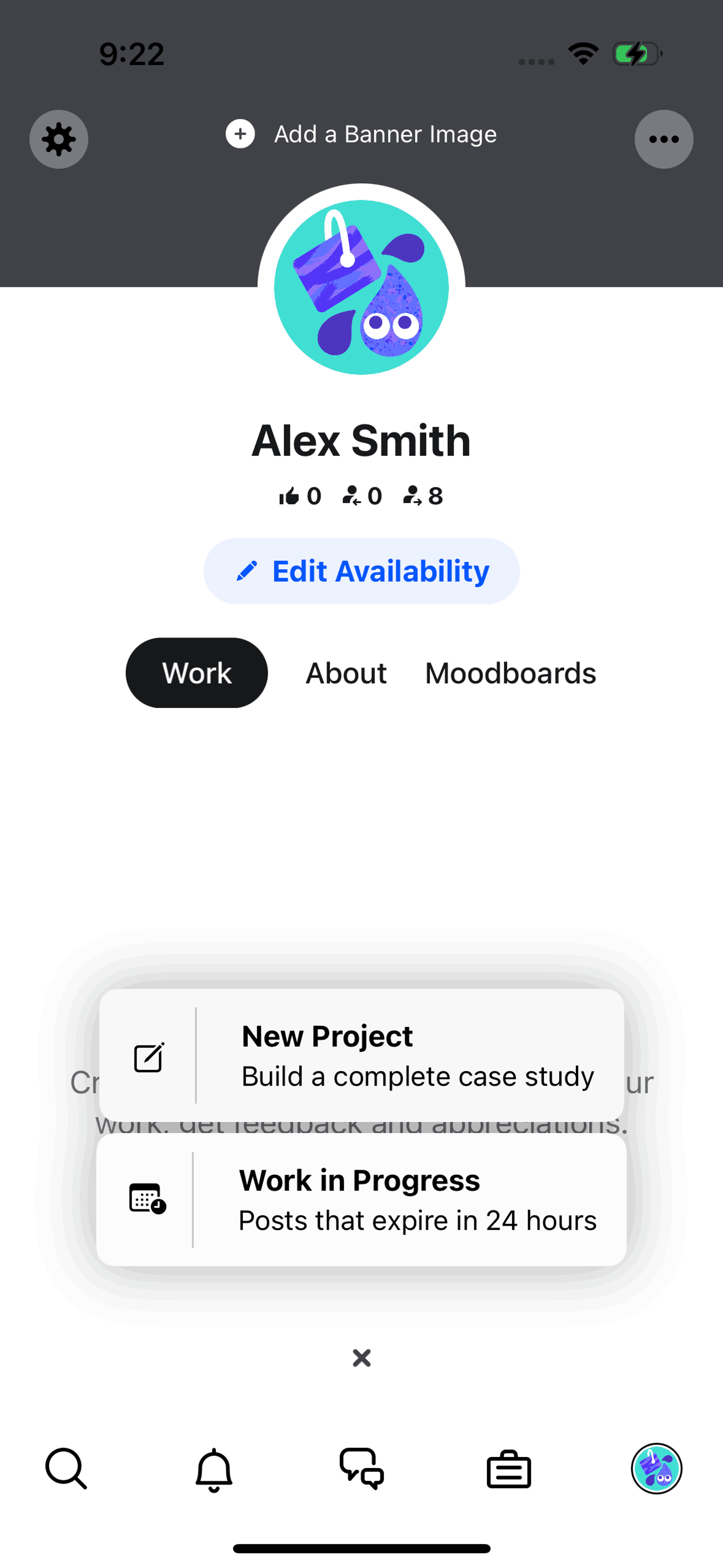 Behance iOS Social Networking interface screenshot 2