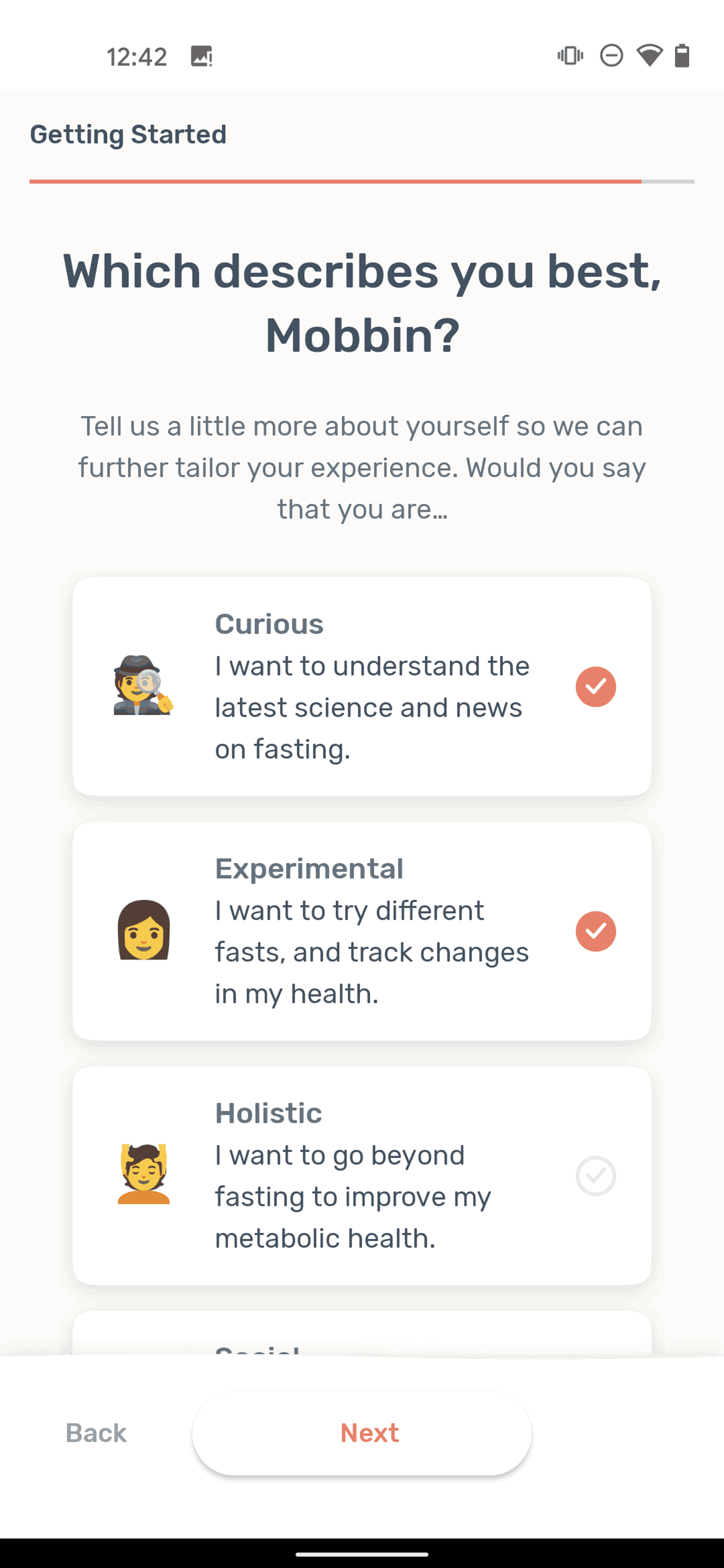 Zero Android Health & Fitness interface screenshot 14