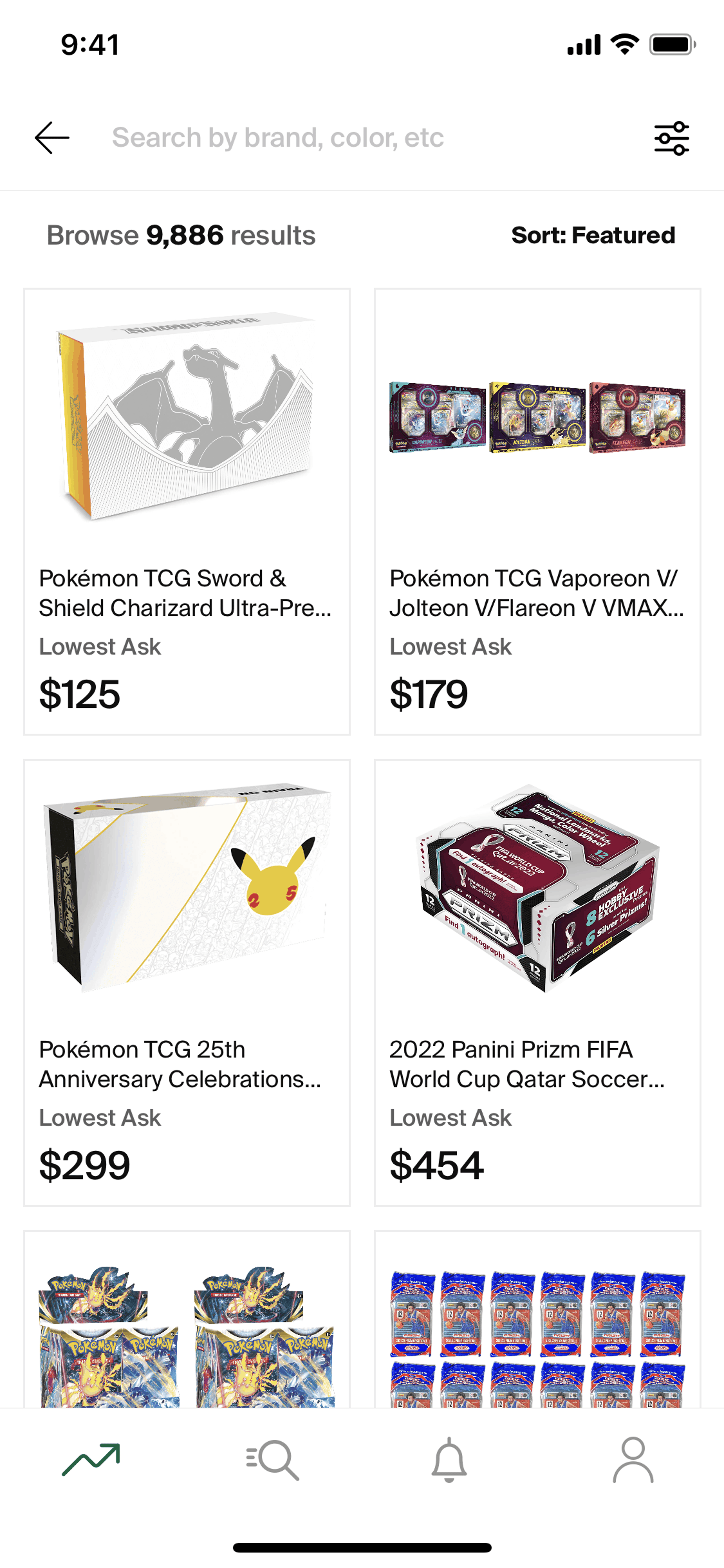 View trading card collection on StockX (ios) screen 2