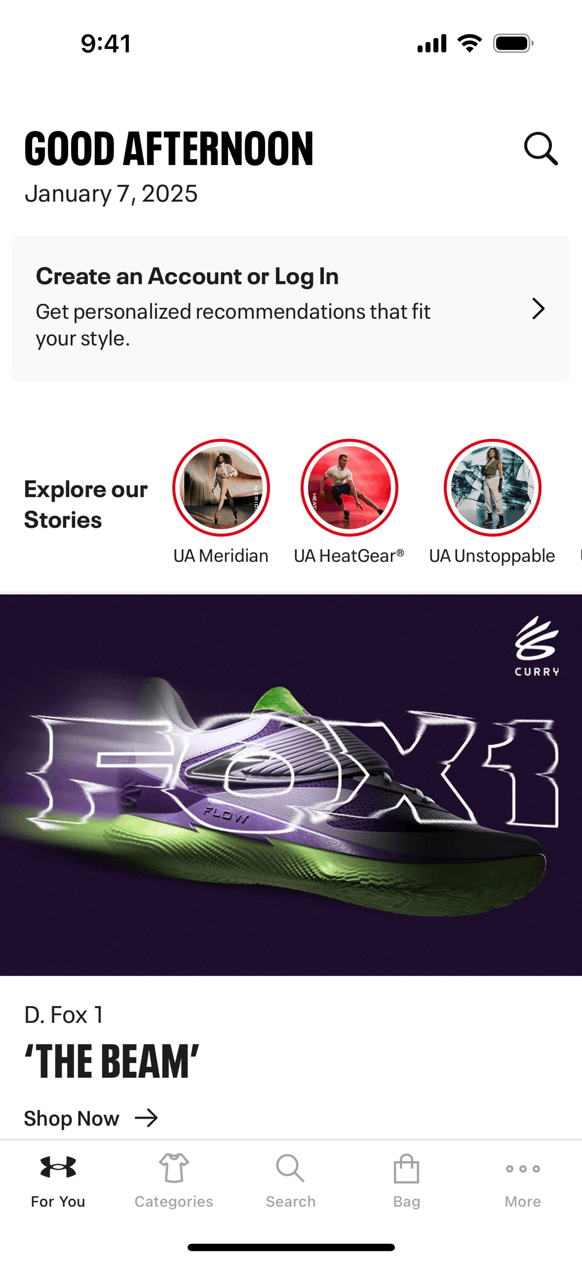 Under Armour iOS Shopping interface screenshot 2