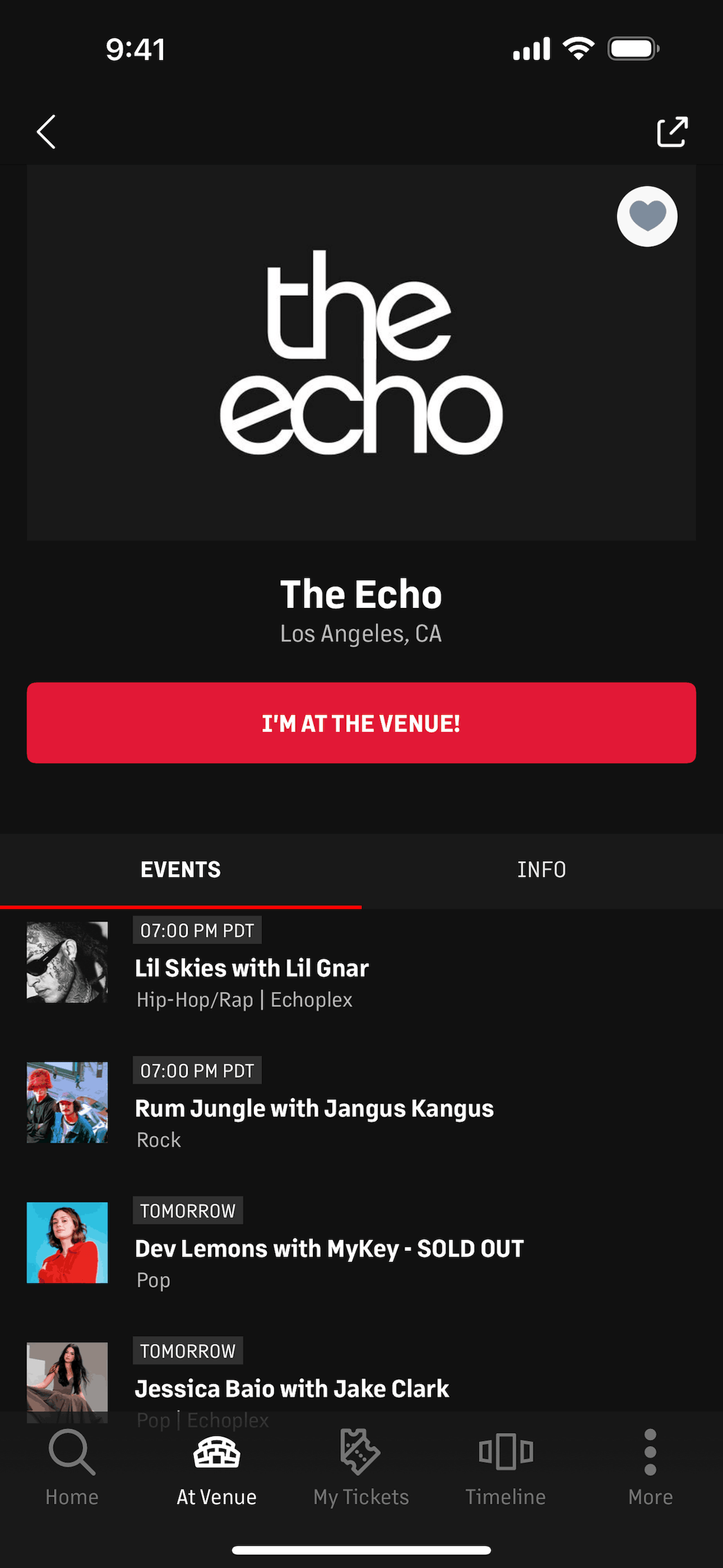 Live Nation iOS Music & Audio interface screenshot 14