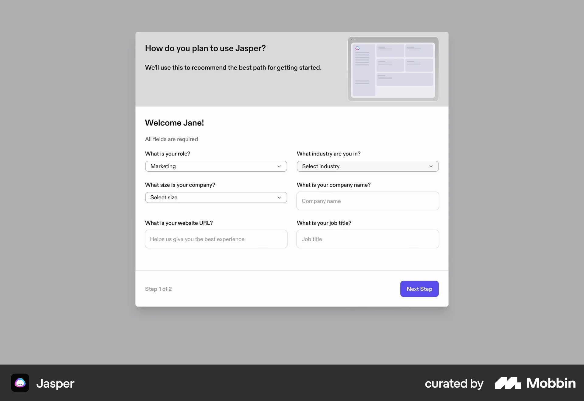 Onboarding on Jasper (web) screen 13