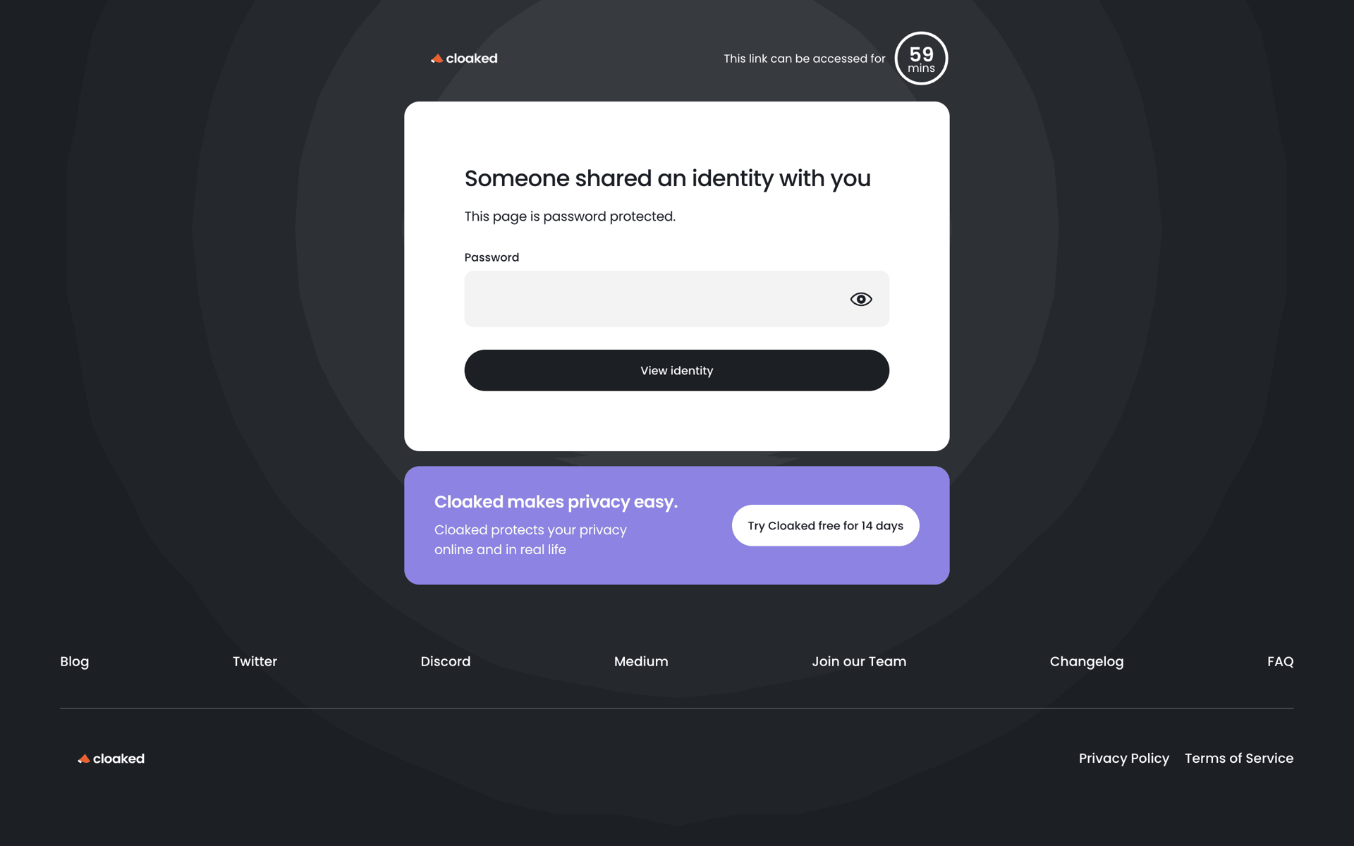 Cloaked Web Productivity interface screenshot 2