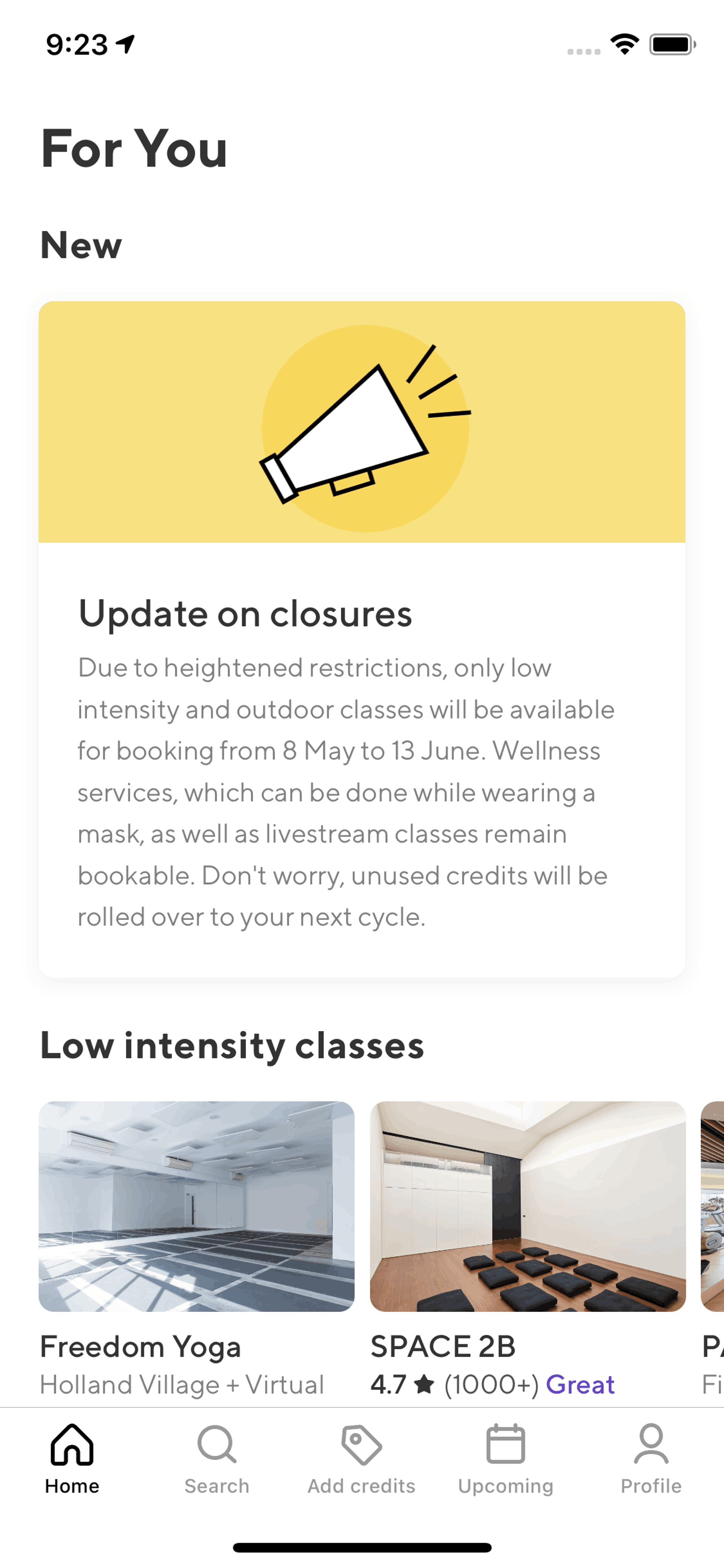 ClassPass iOS Health & Fitness interface screenshot 20