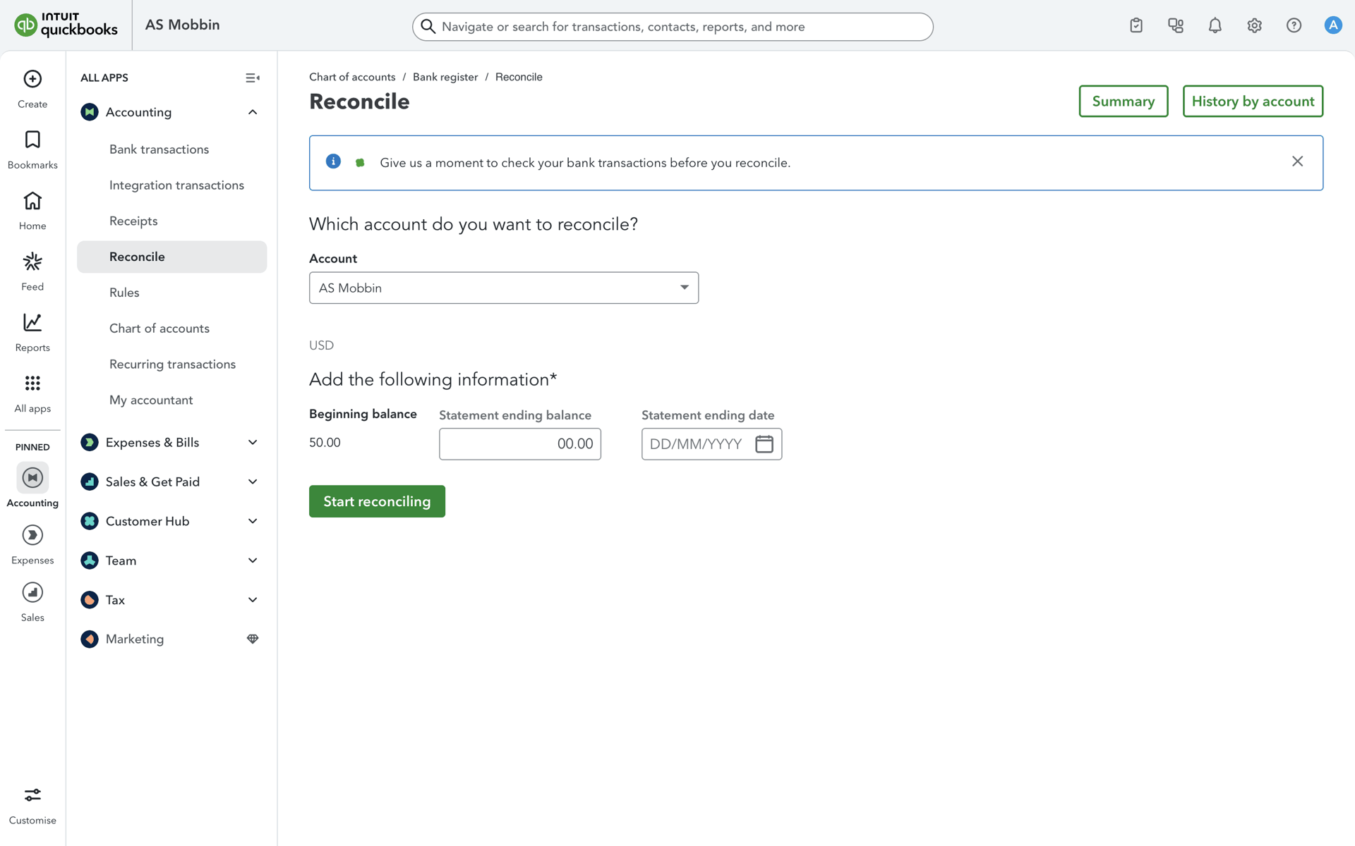 QuickBooks Web accounting interface screenshot 24