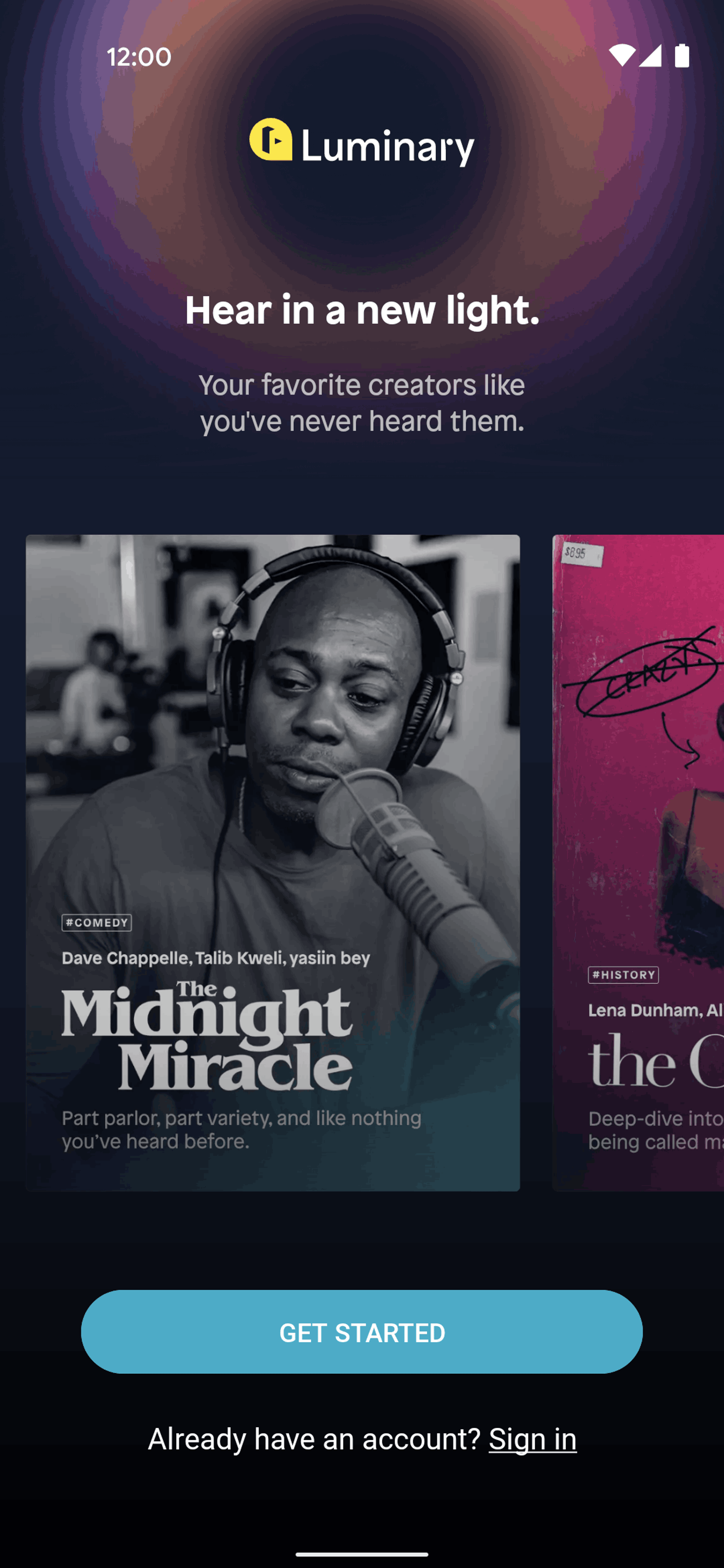Luminary Android Entertainment interface screenshot 5