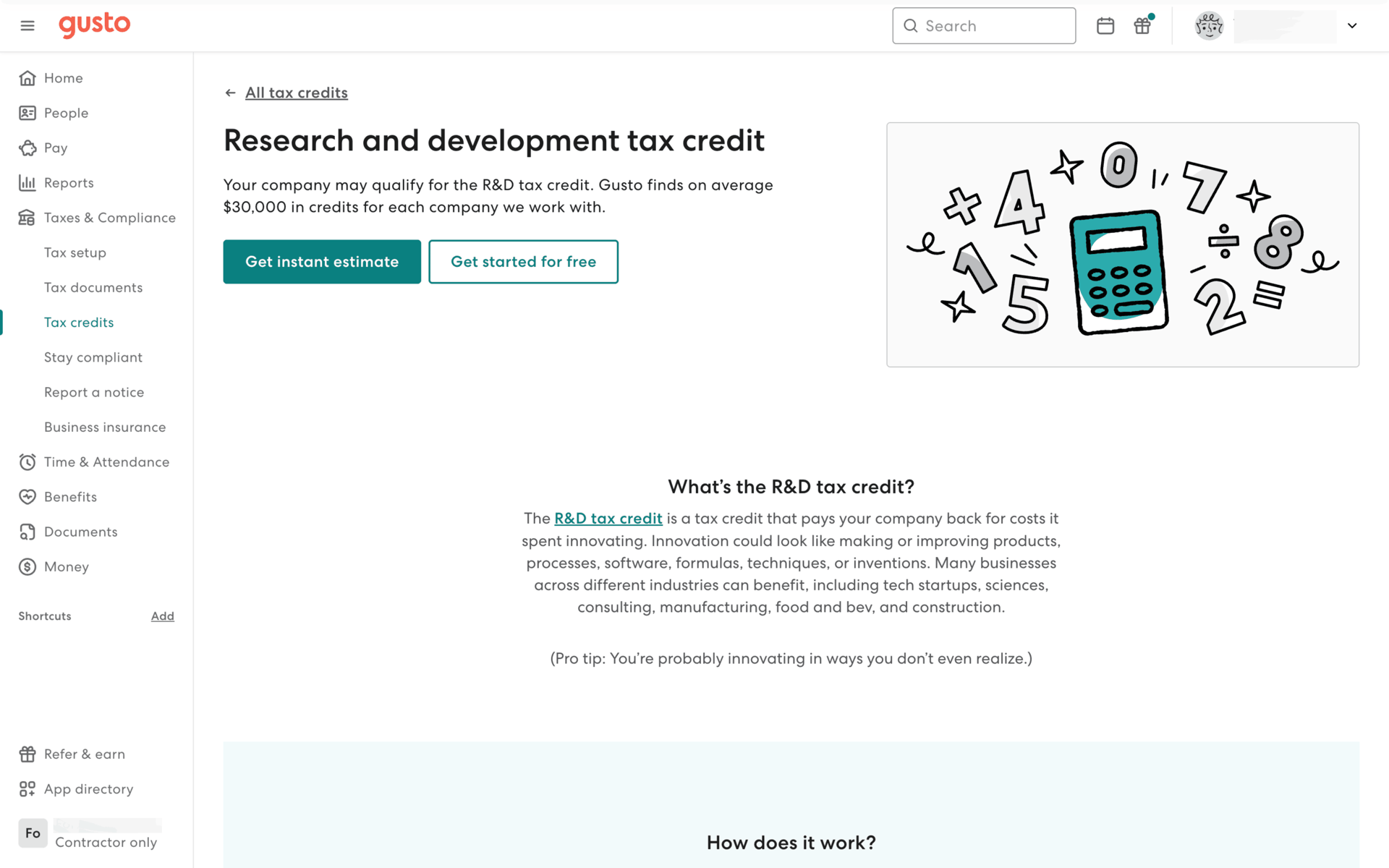 Gusto Web Finance interface screenshot 16