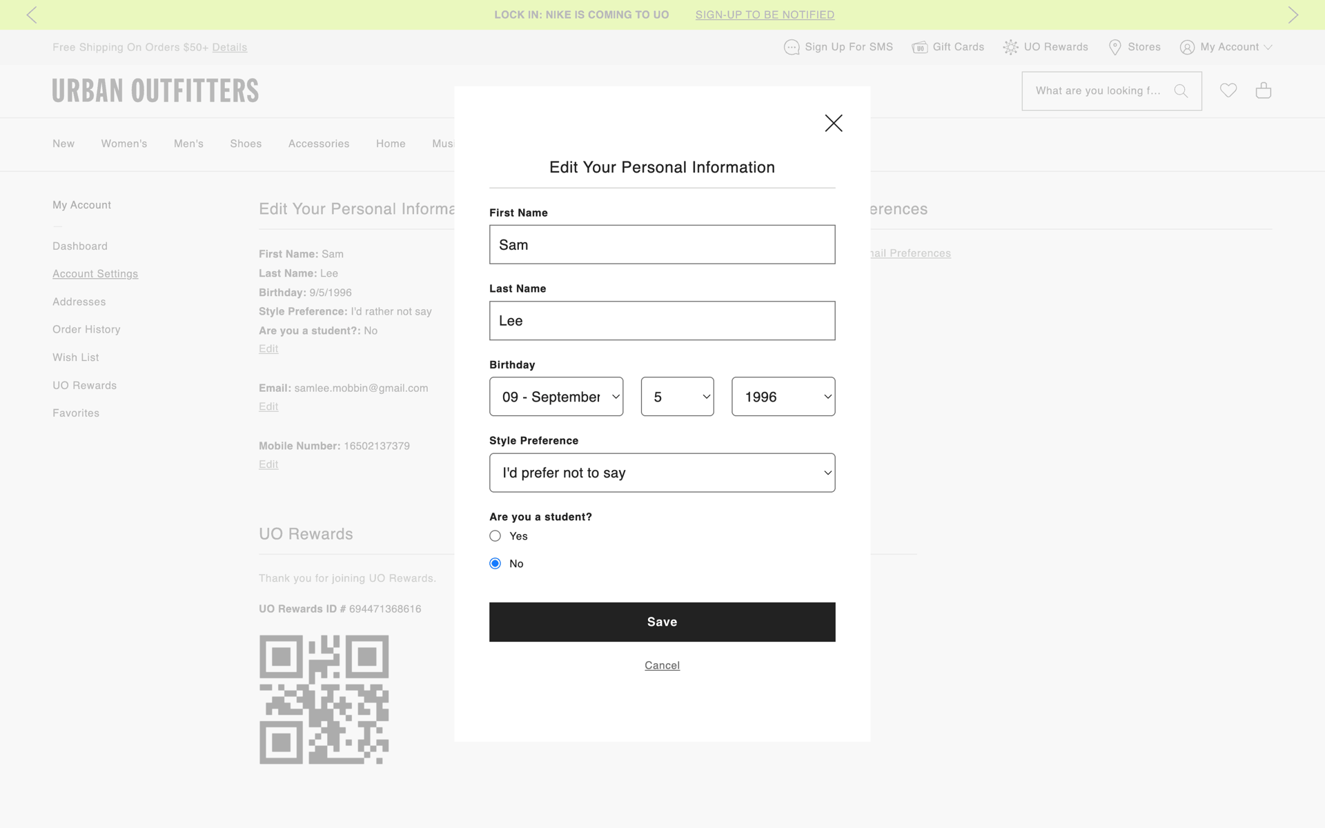 Urban Outfitters Web Shopping interface screenshot 12