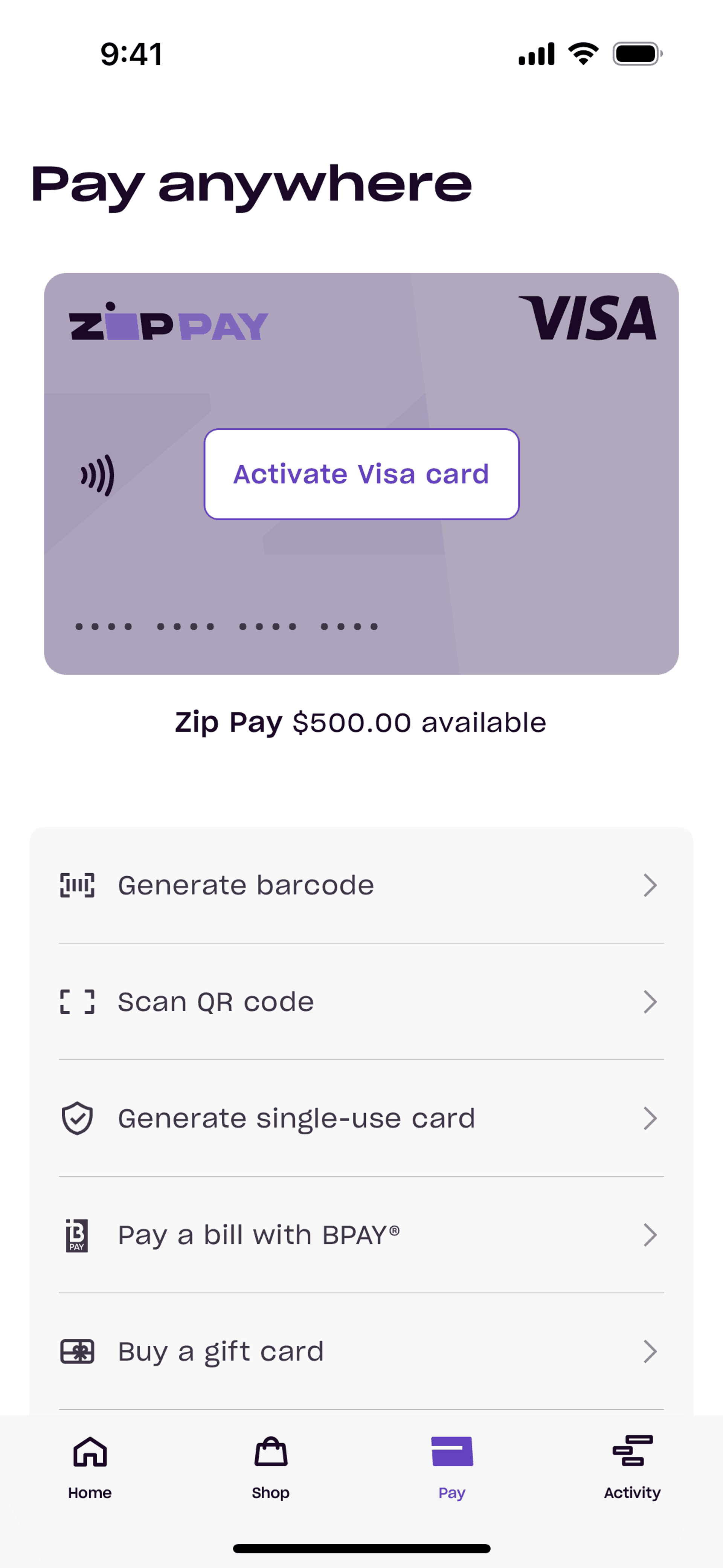 Zip iOS Finance interface screenshot 19