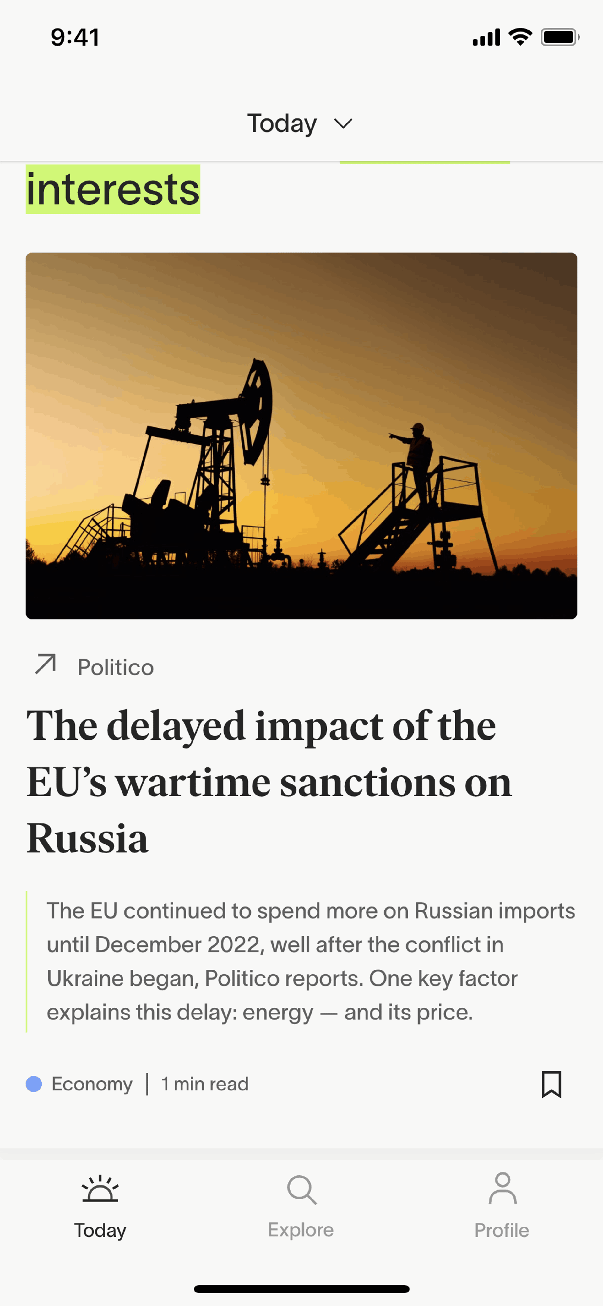 informed News iOS News interface screenshot 12