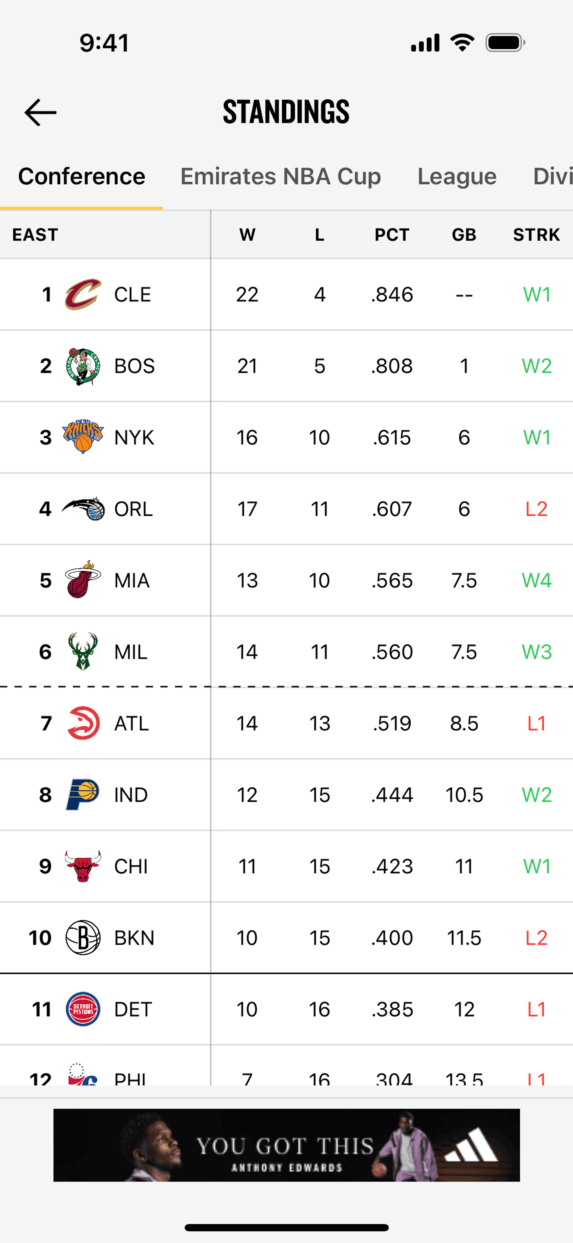 NBA iOS Sports interface screenshot 18