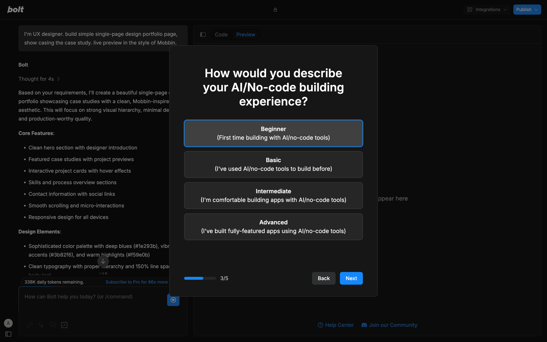 Bolt.new Web Developer Tools interface screenshot 18