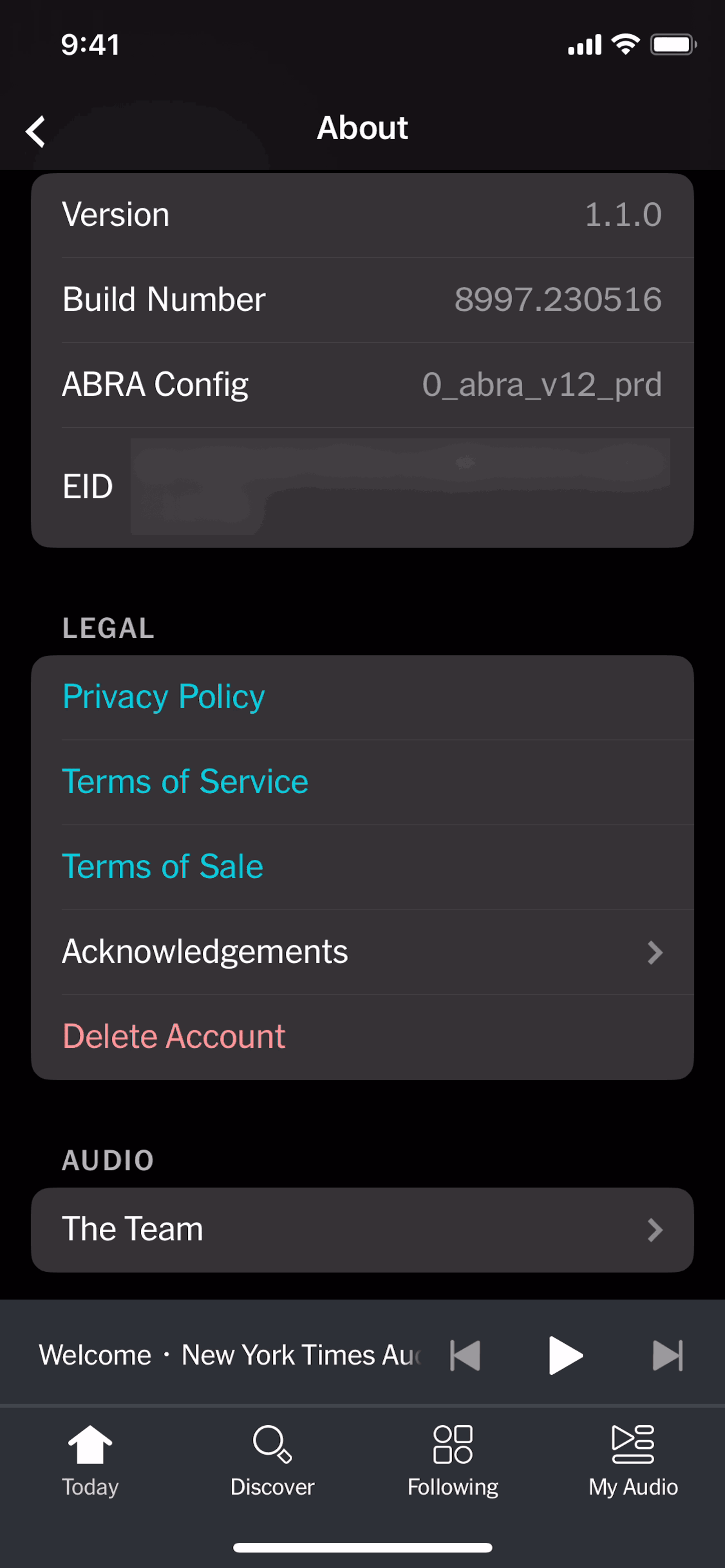 NYT Audio iOS Music & Audio interface screenshot 2