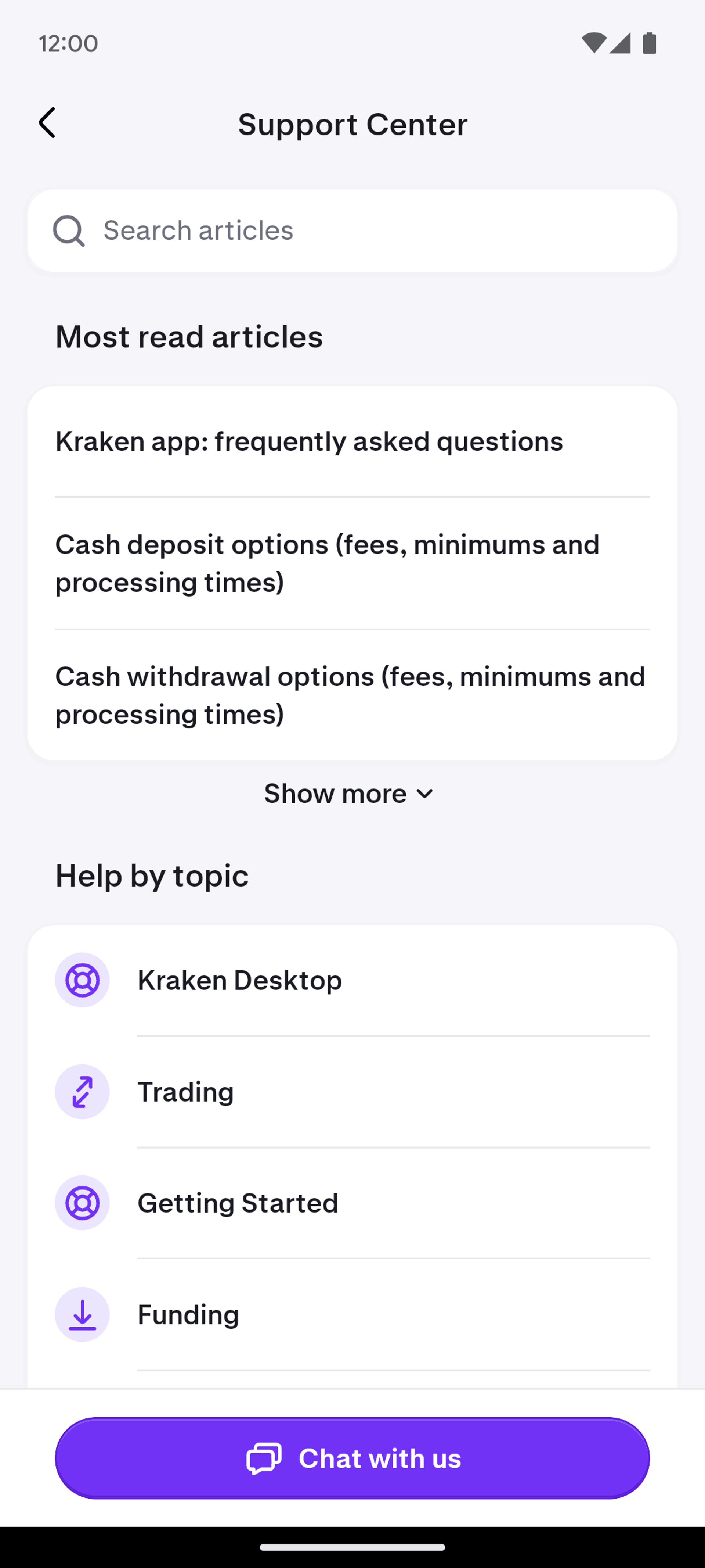 Kraken Android Finance interface screenshot 11