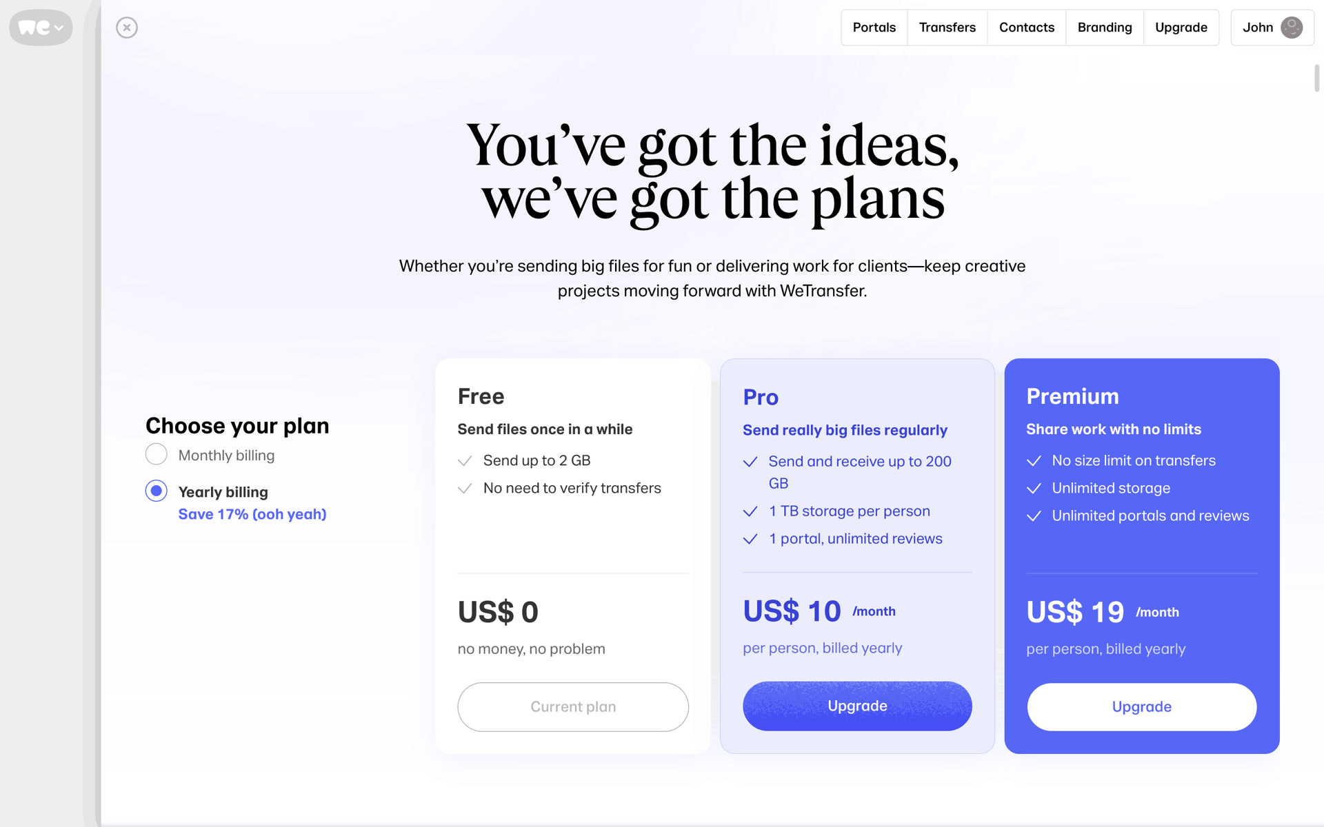 WeTransfer Web Productivity interface screenshot 24