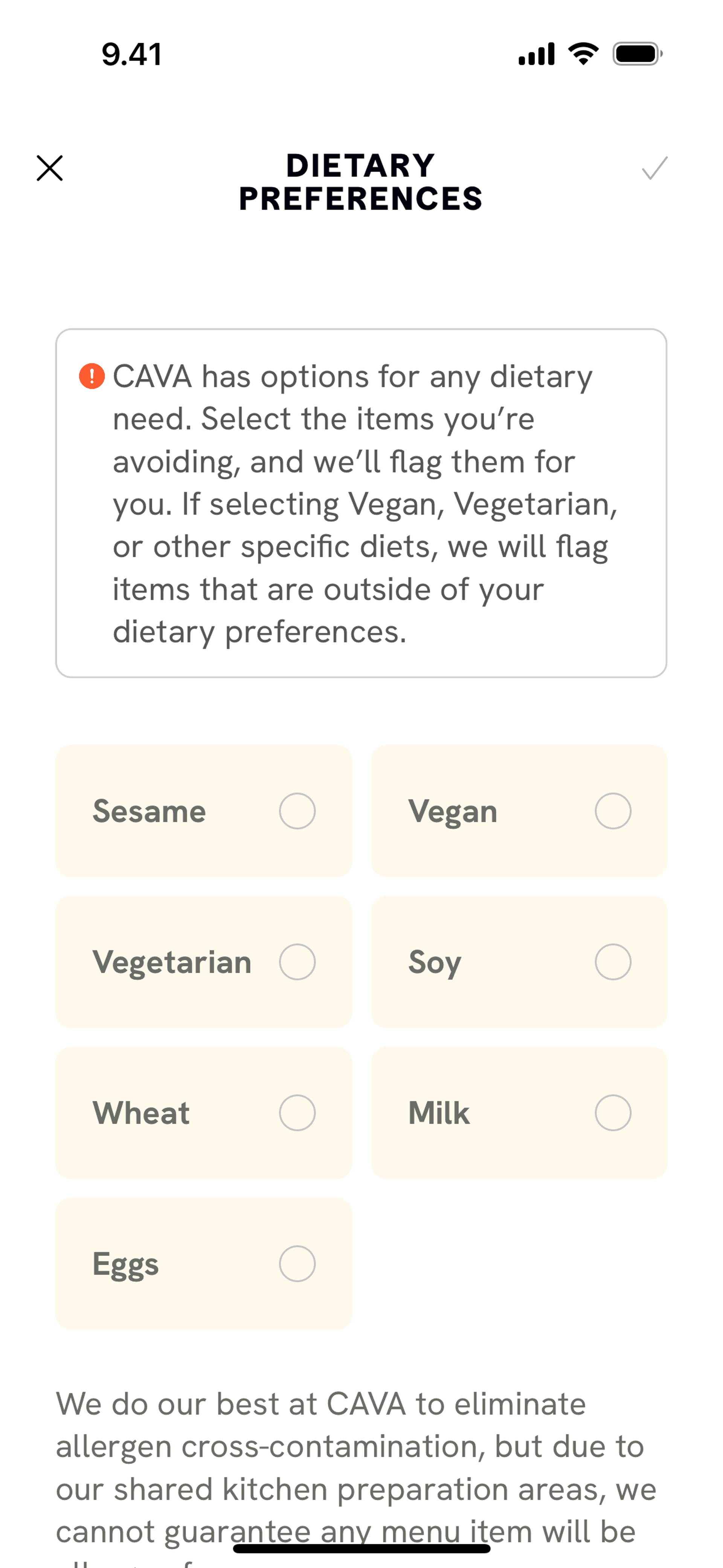 CAVA iOS Food & Drink interface screenshot 5