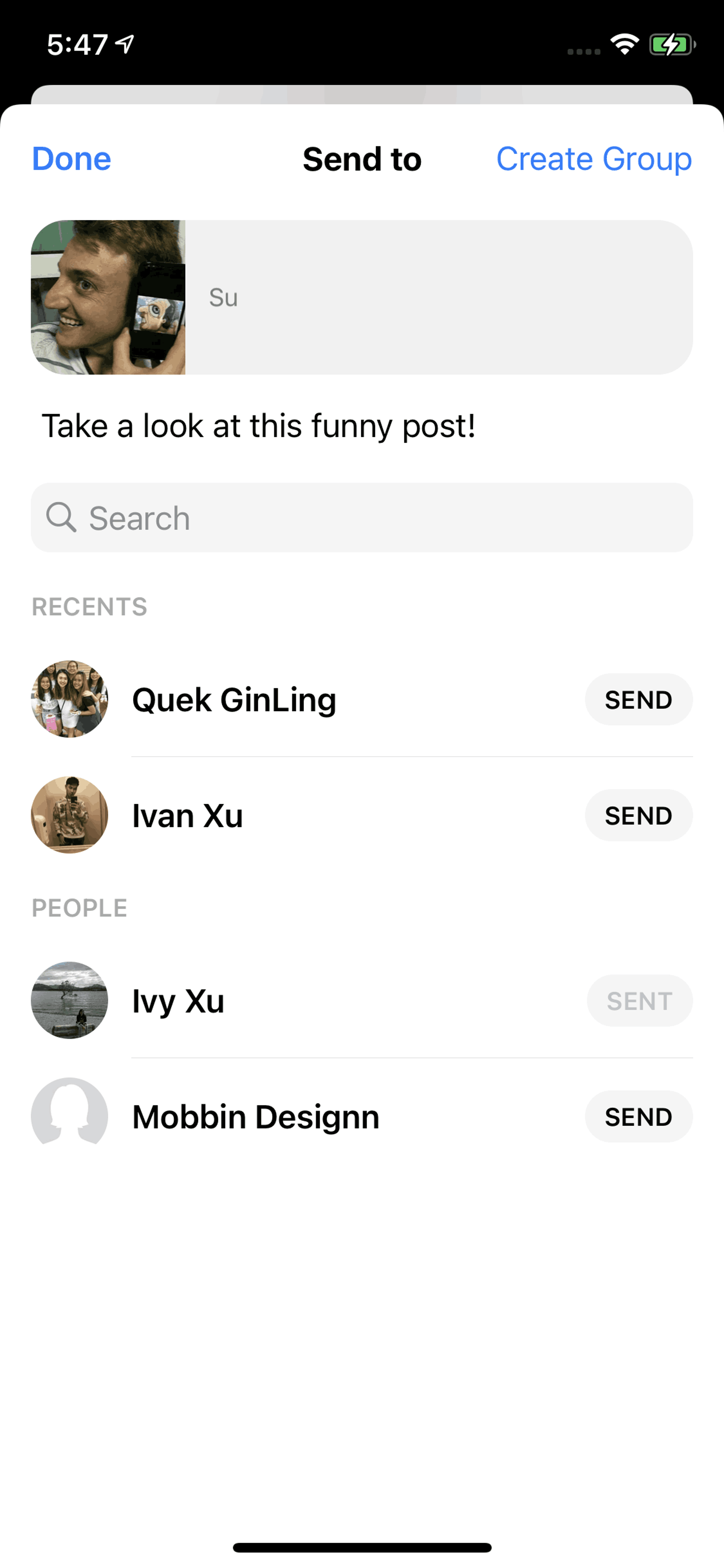 Messenger iOS Social Networking interface screenshot 19