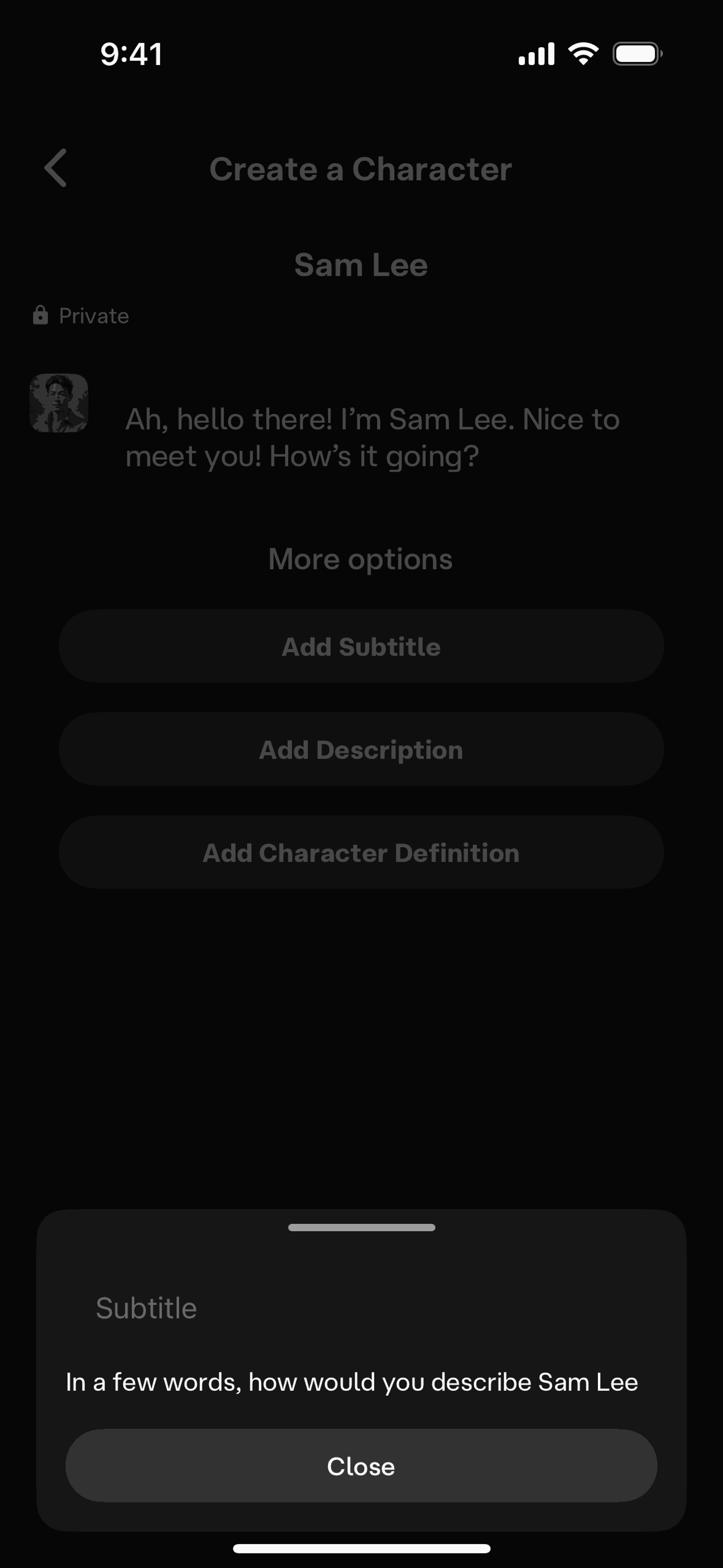 Character AI iOS AI interface screenshot 3