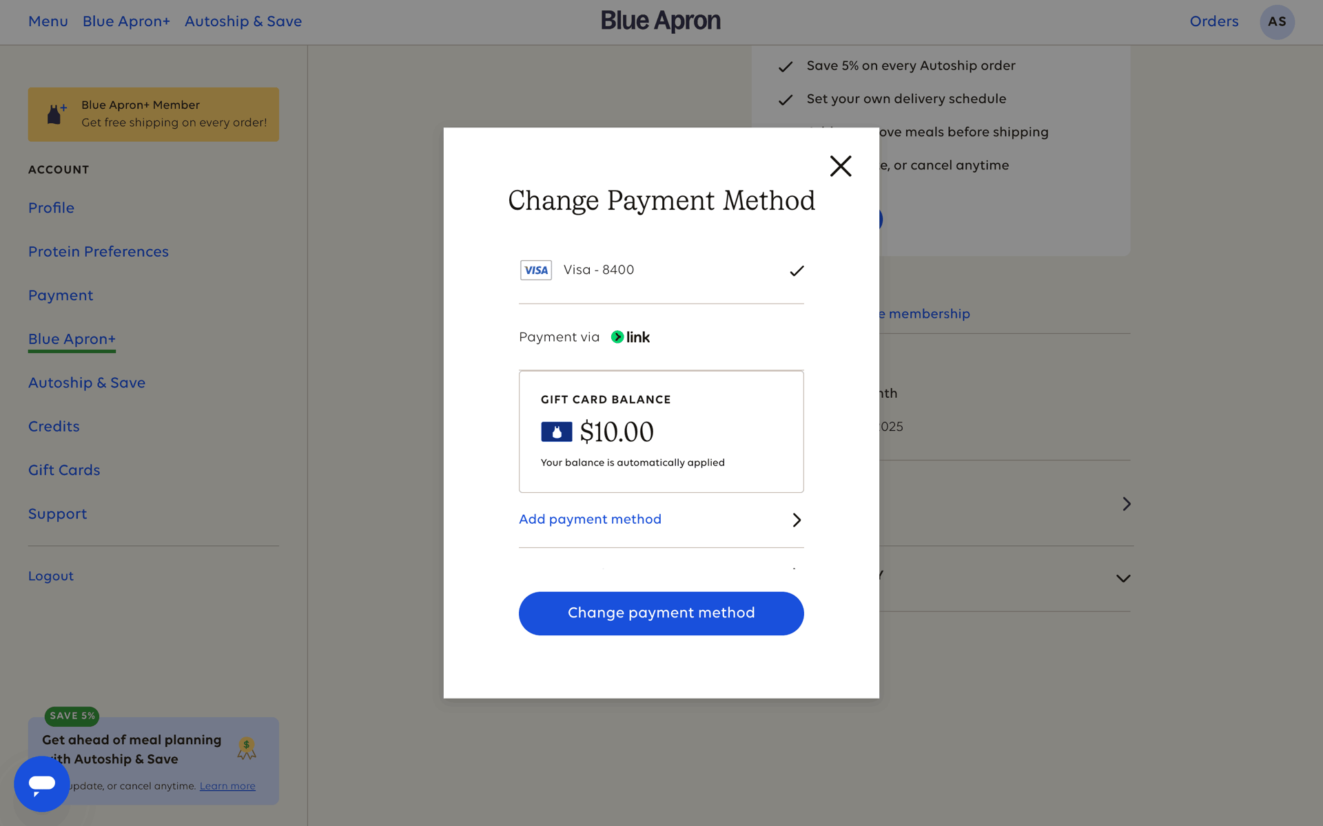 Blue Apron Web Shopping interface screenshot 15
