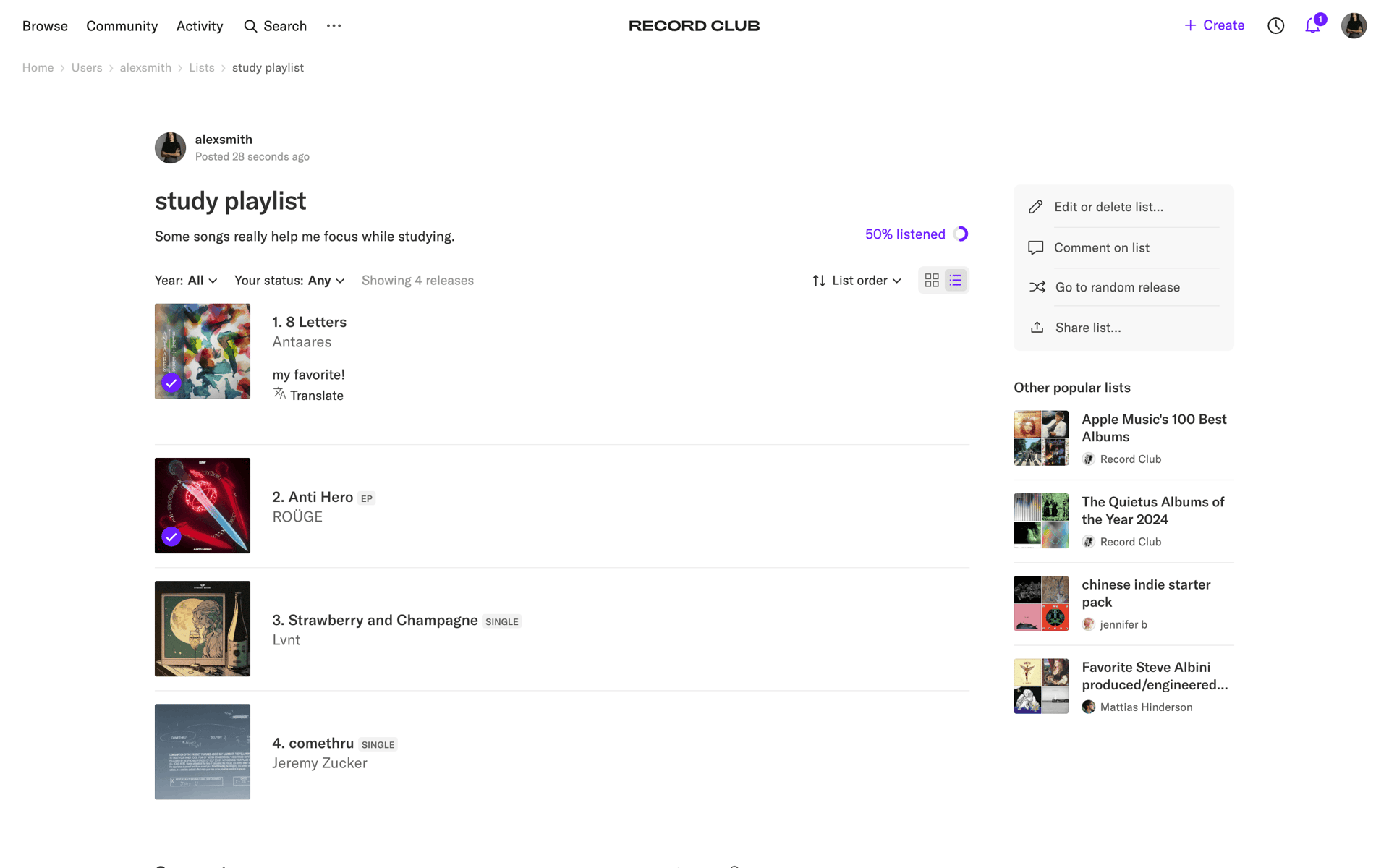 Record Club Web Music & Audio interface screenshot 4