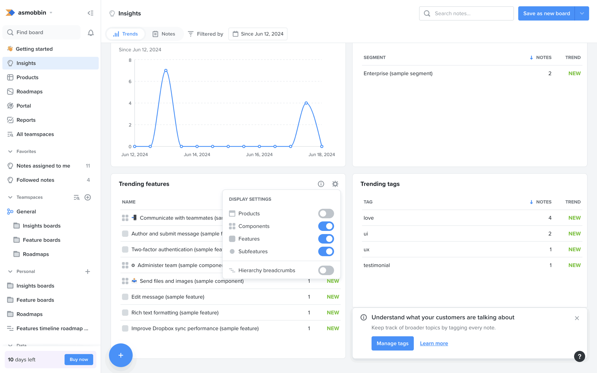 Productboard Web Business interface screenshot 3