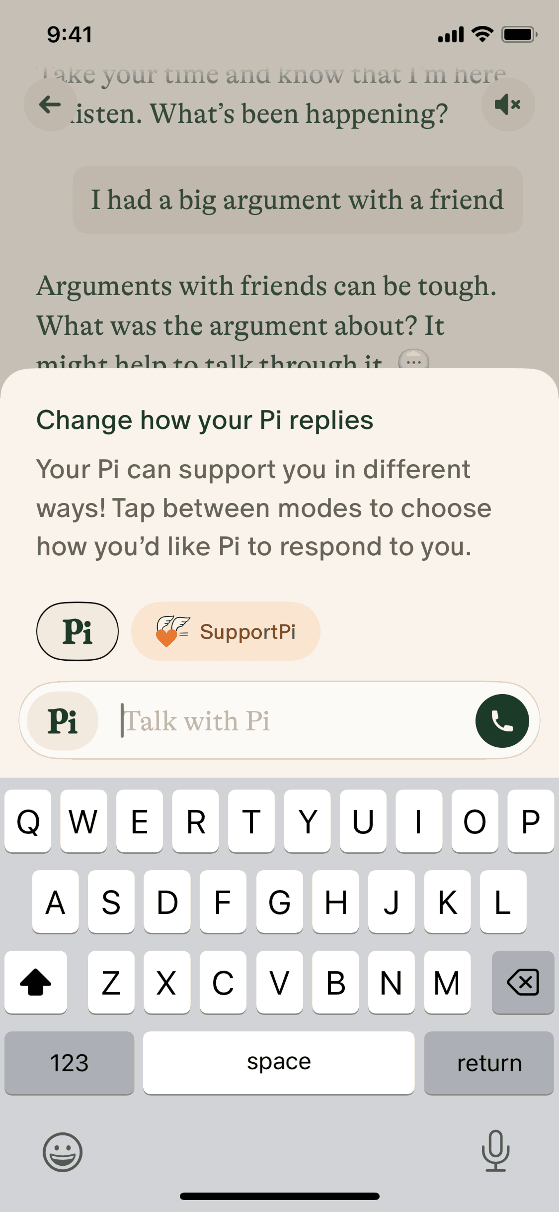 Pi iOS AI interface screenshot 7