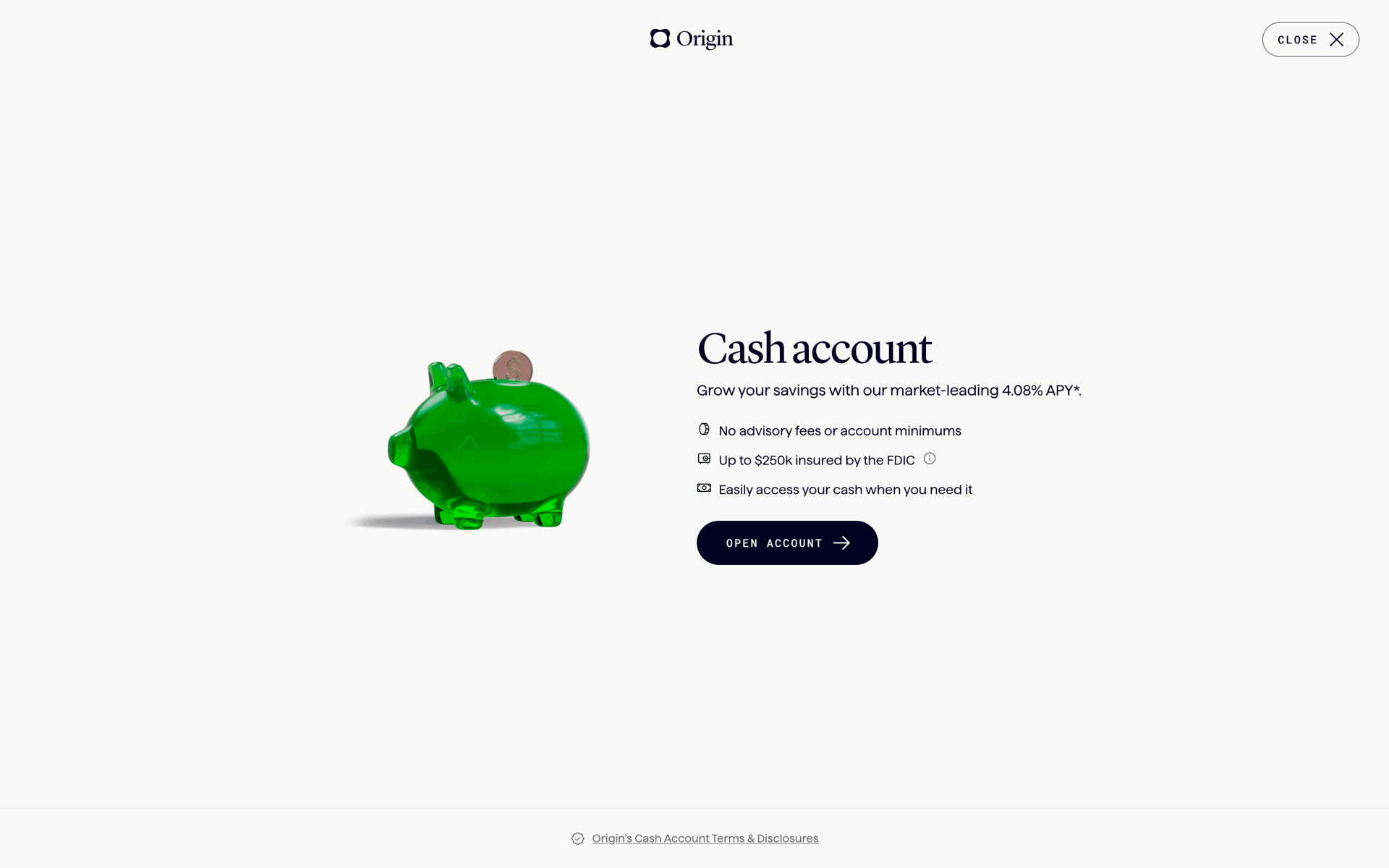 Origin Web Finance interface screenshot 17