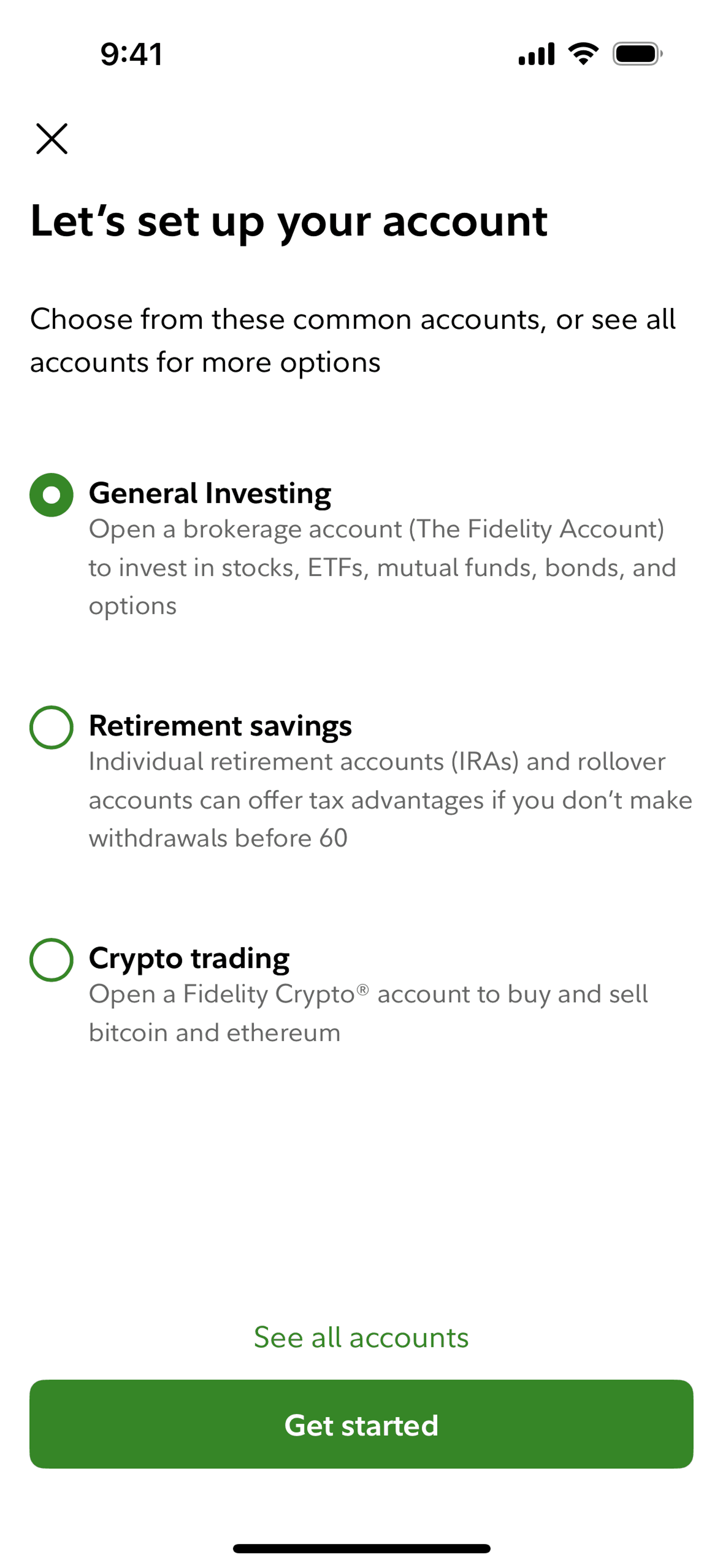 Fidelity iOS Finance interface screenshot 5