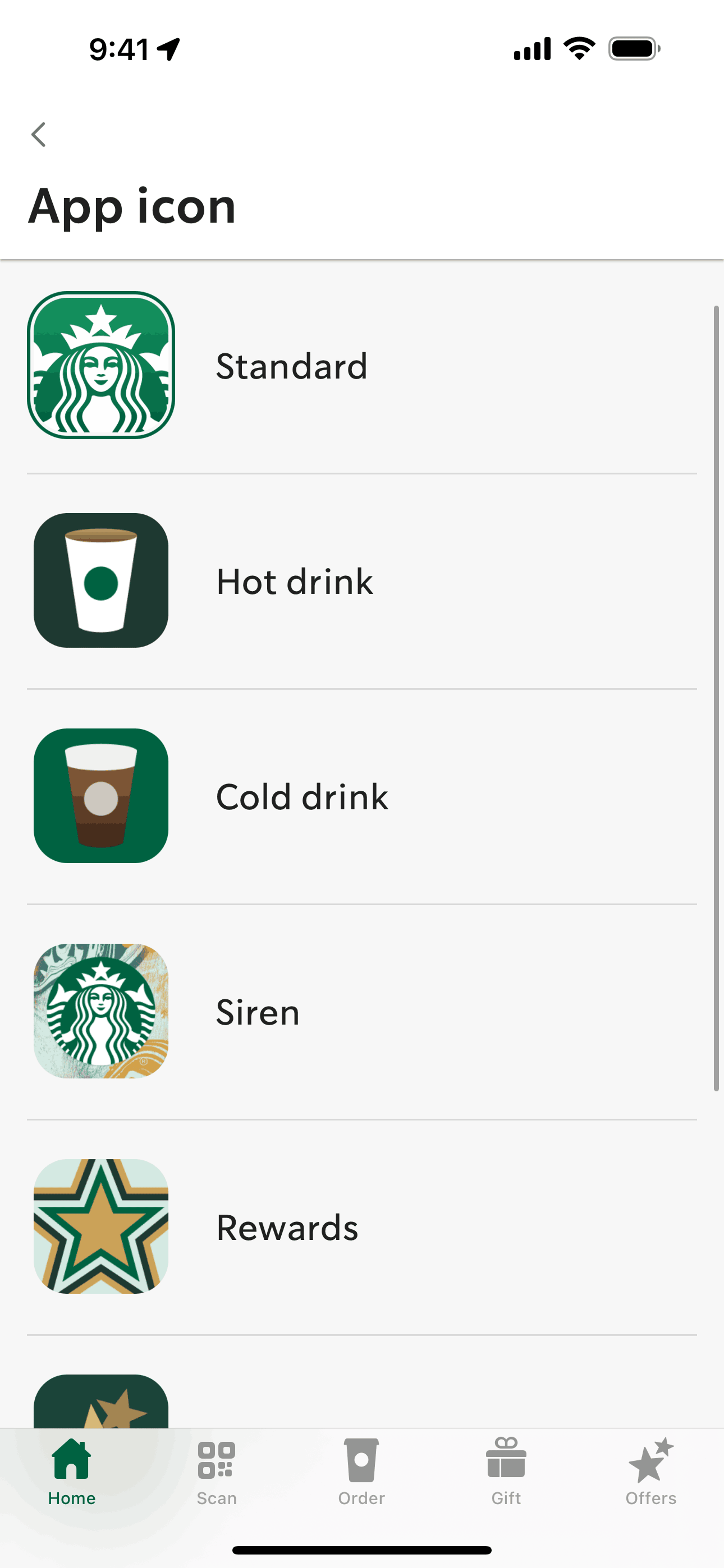 Starbucks iOS Food & Drink interface screenshot 12