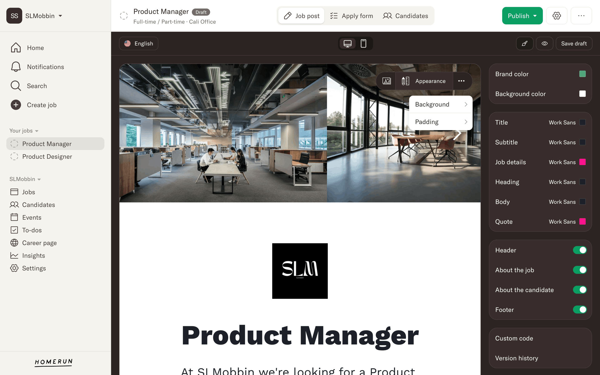 Homerun Web Business interface screenshot 7