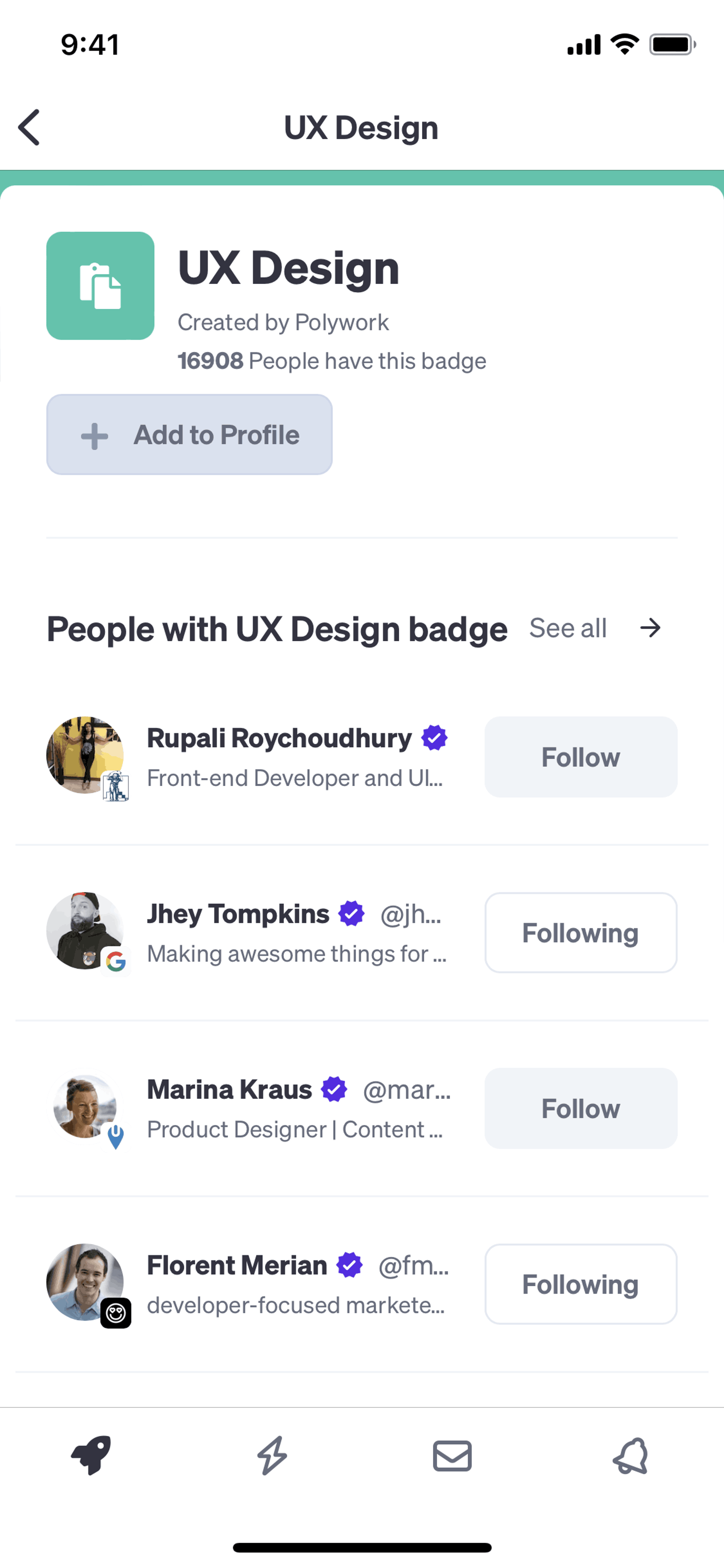 Polywork iOS Social Networking interface screenshot 14
