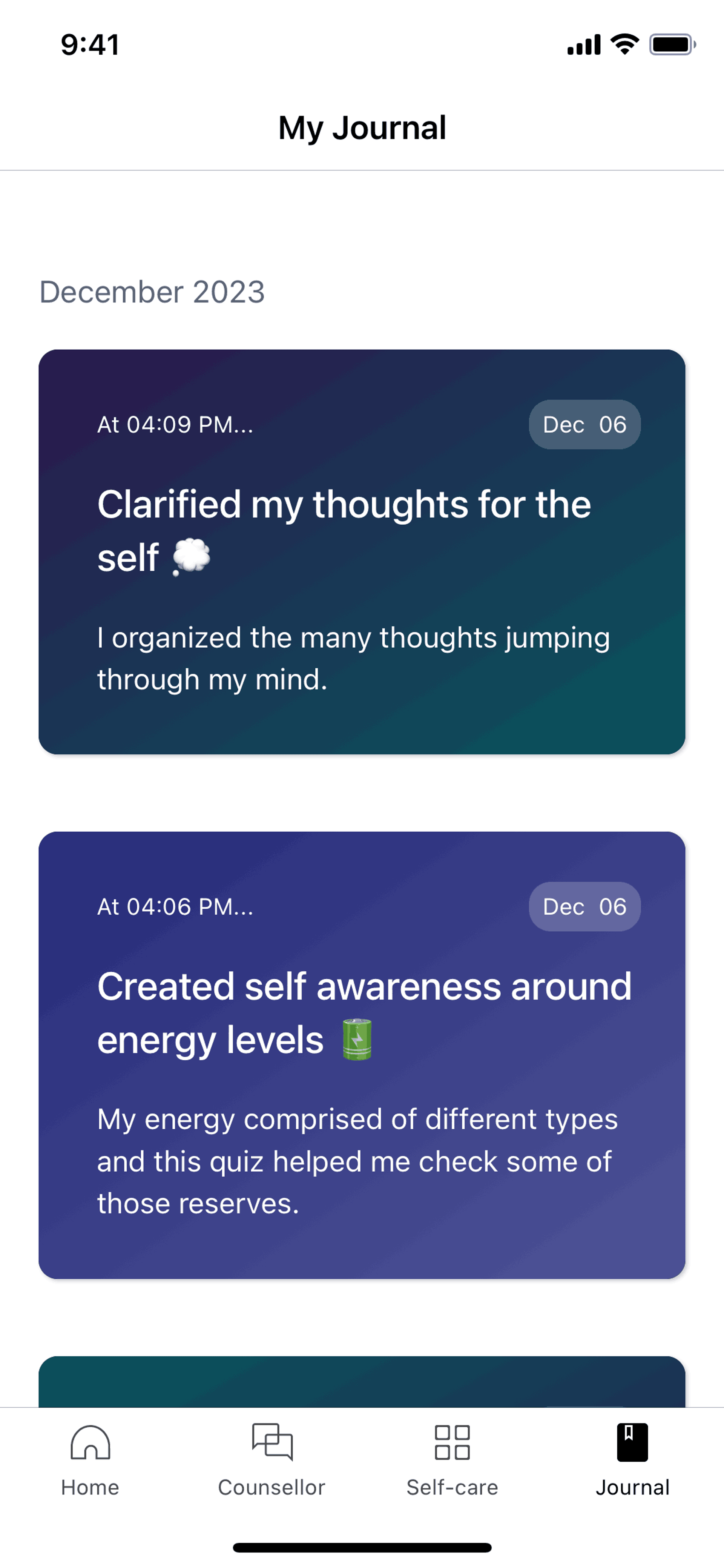 Wysa iOS AI interface screenshot 24