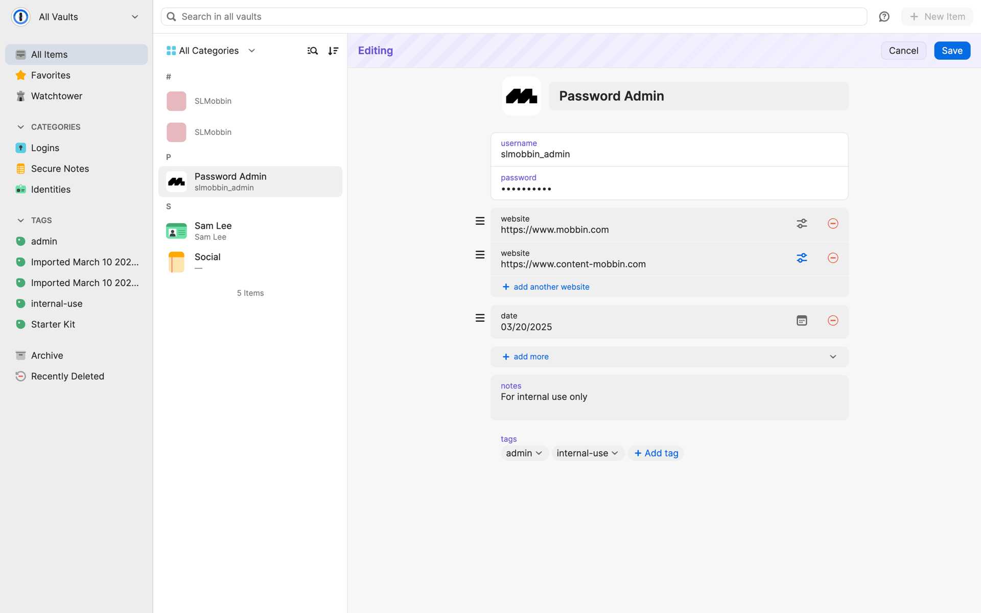 1Password Web Productivity interface screenshot 8