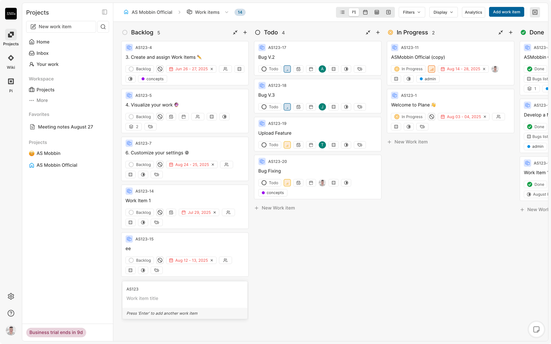 Plane Web Business interface screenshot 24