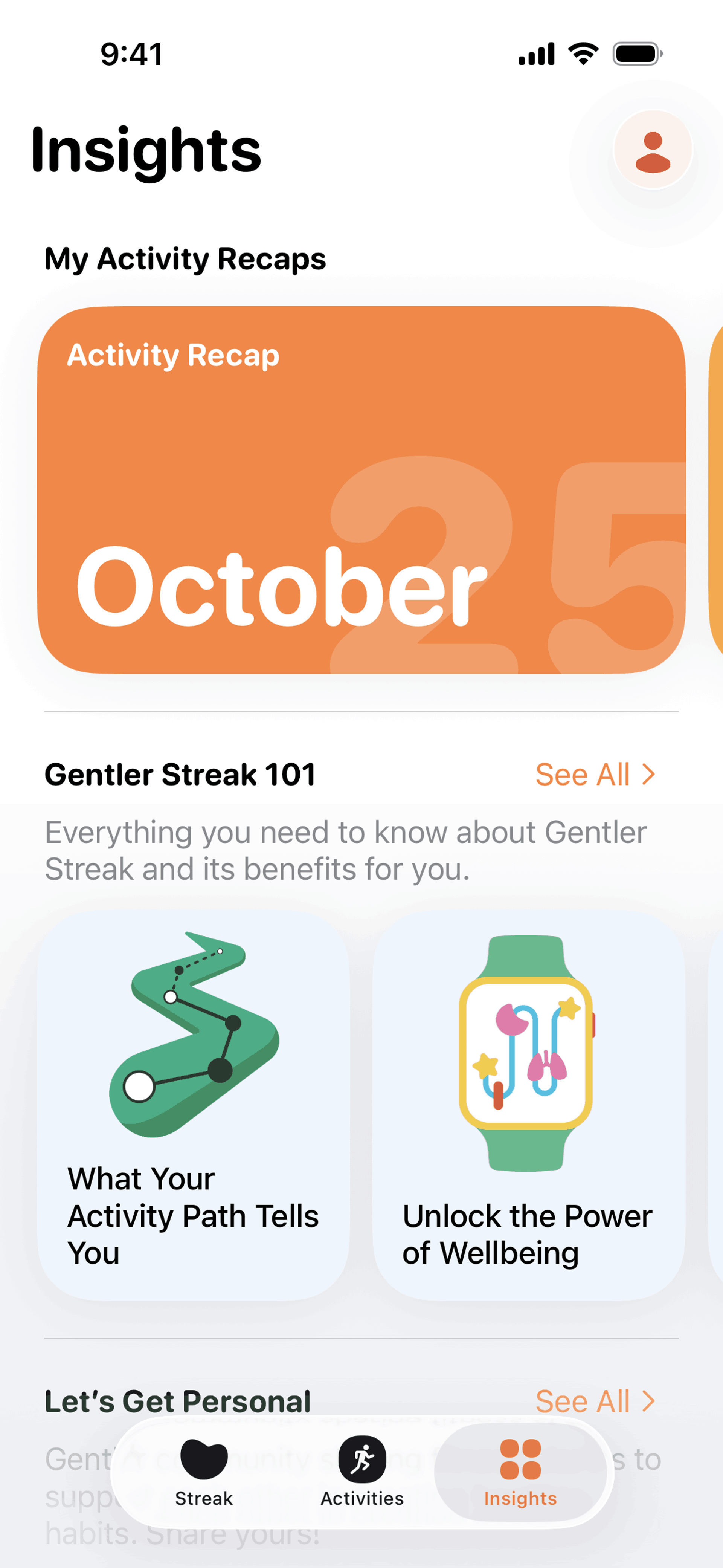Gentler Streak iOS Health & Fitness interface screenshot 4