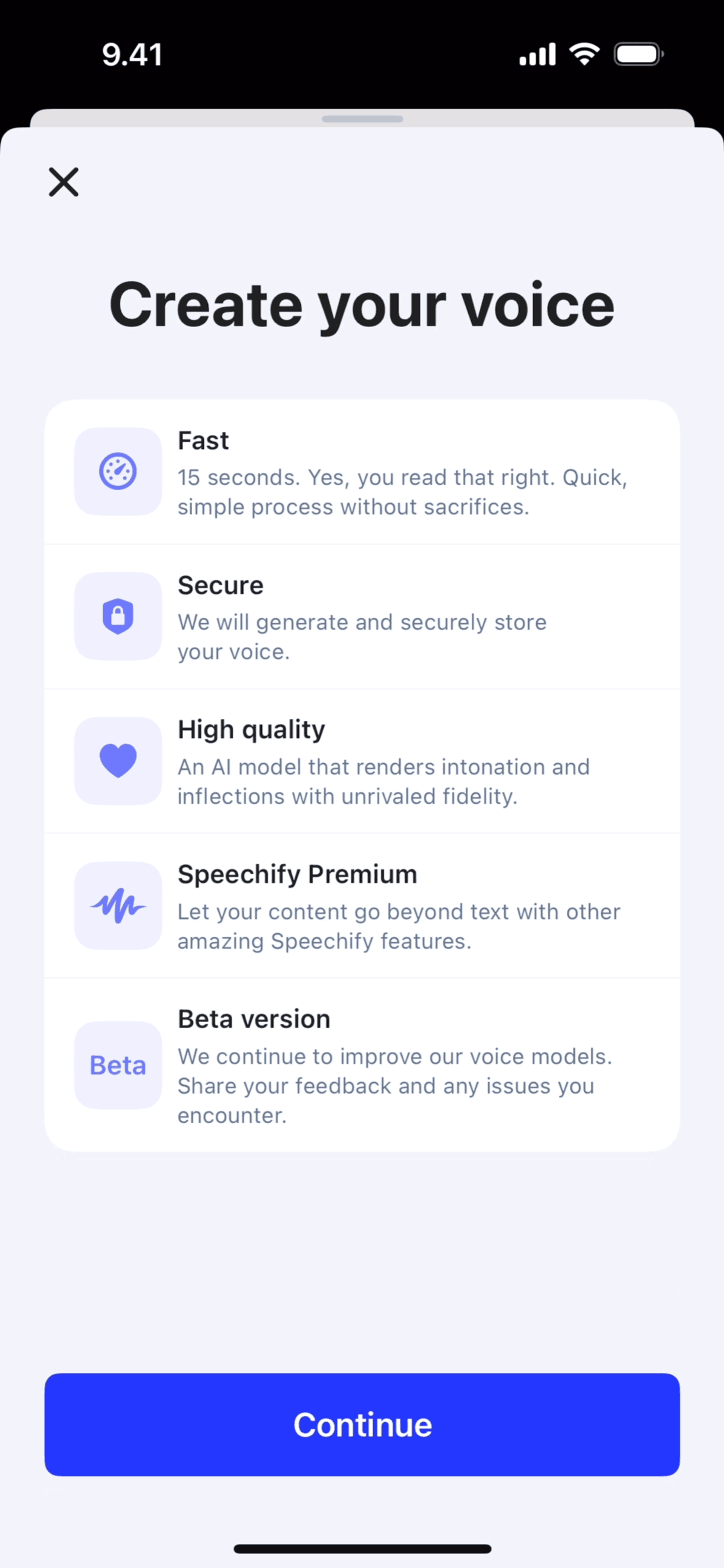 Speechify iOS Productivity interface screenshot 9