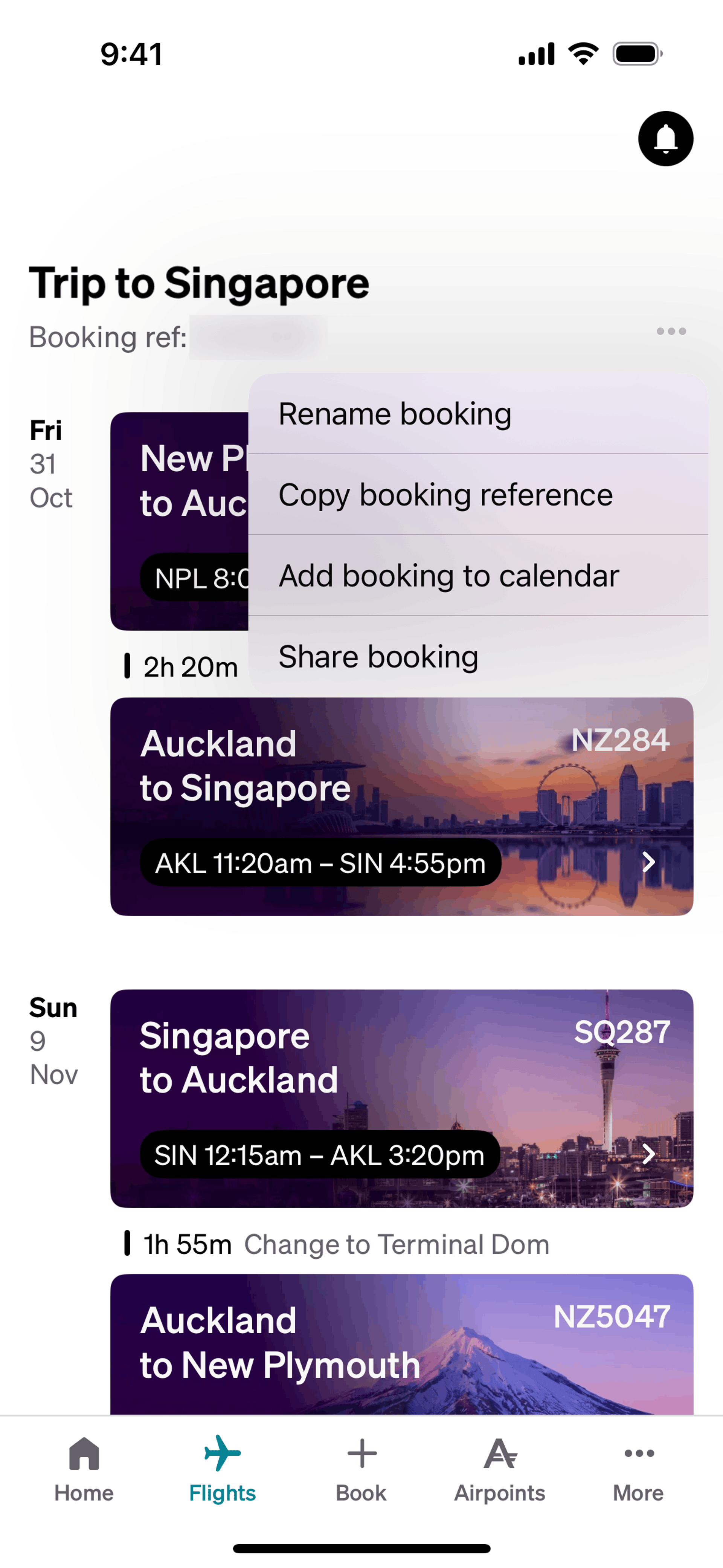 Air NZ iOS Travel & Transportation interface screenshot 3