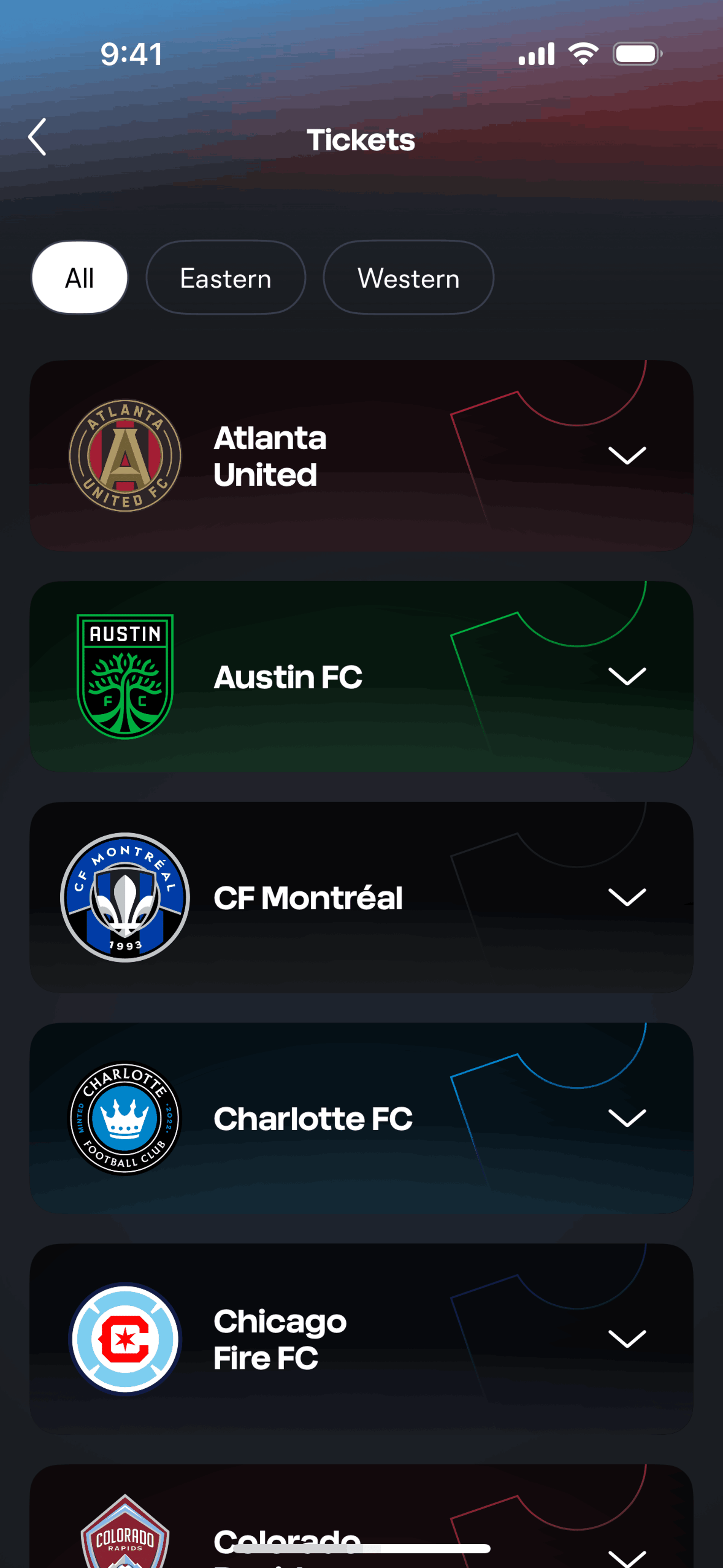 MLS iOS Sports interface screenshot 8