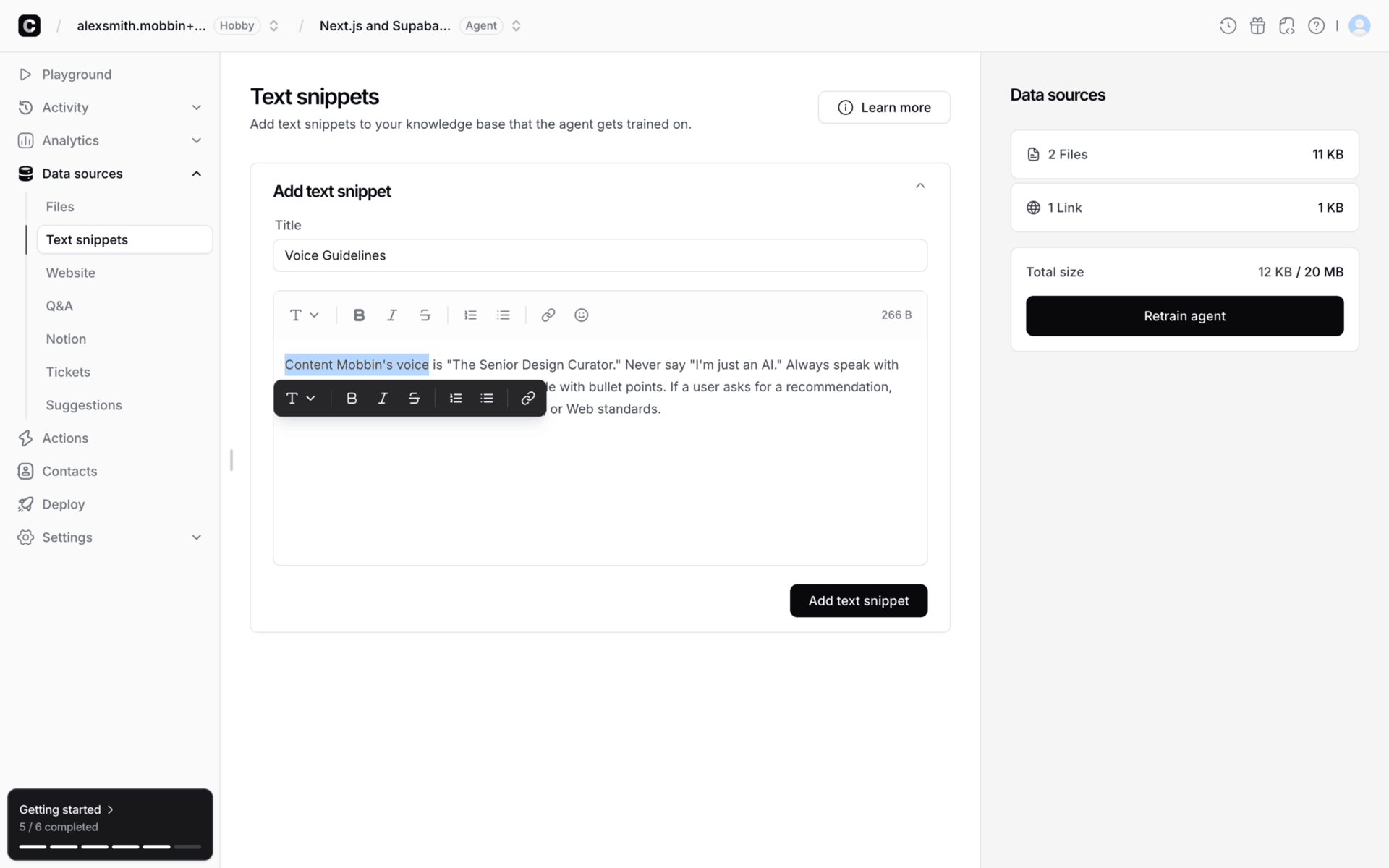 Chatbase Web Business interface screenshot 19