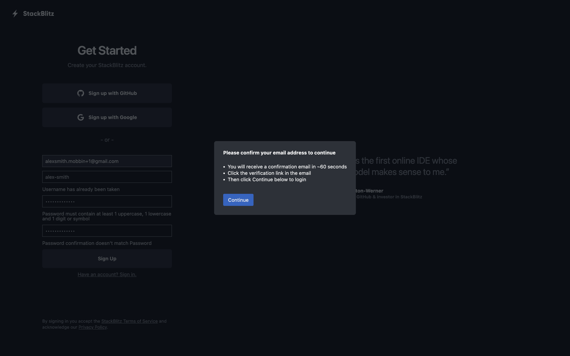 Bolt.new Web Developer Tools interface screenshot 5