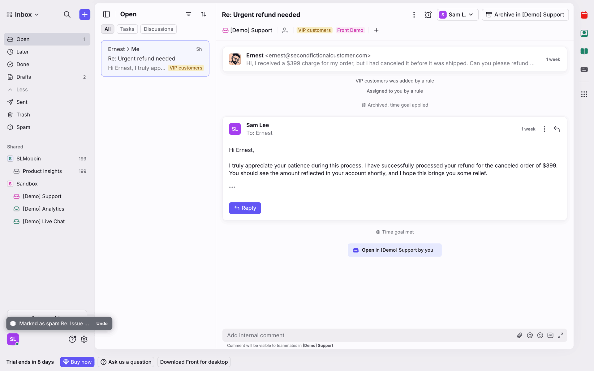 Front Web Business interface screenshot 9