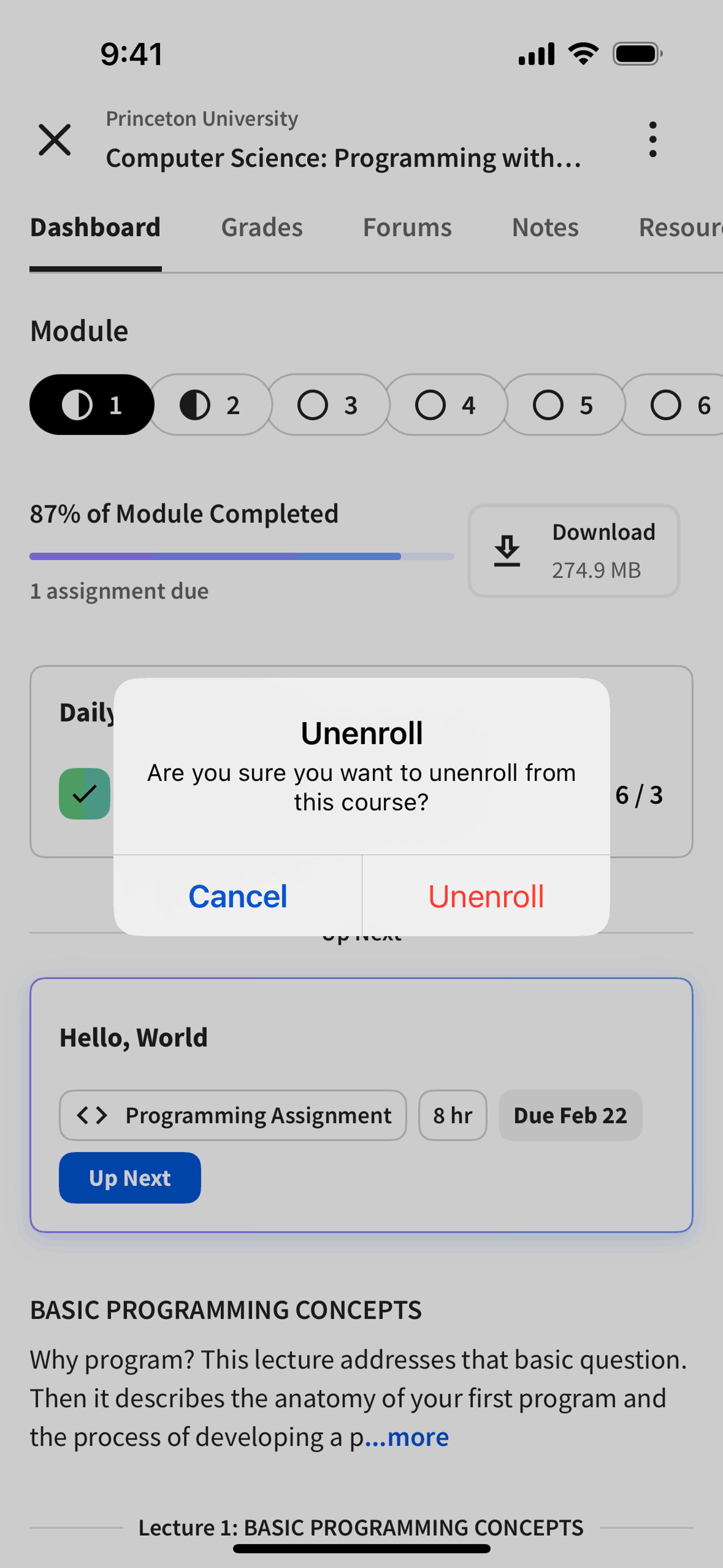 Coursera iOS Education interface screenshot 23