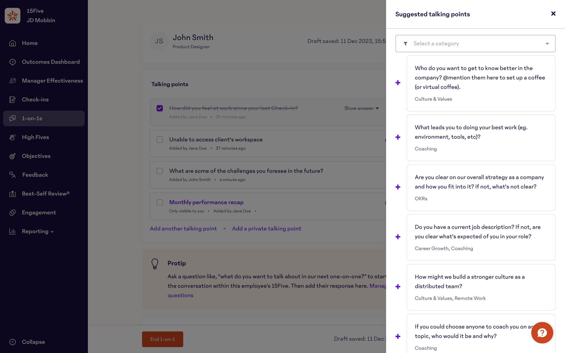 15Five Web Business interface screenshot 24