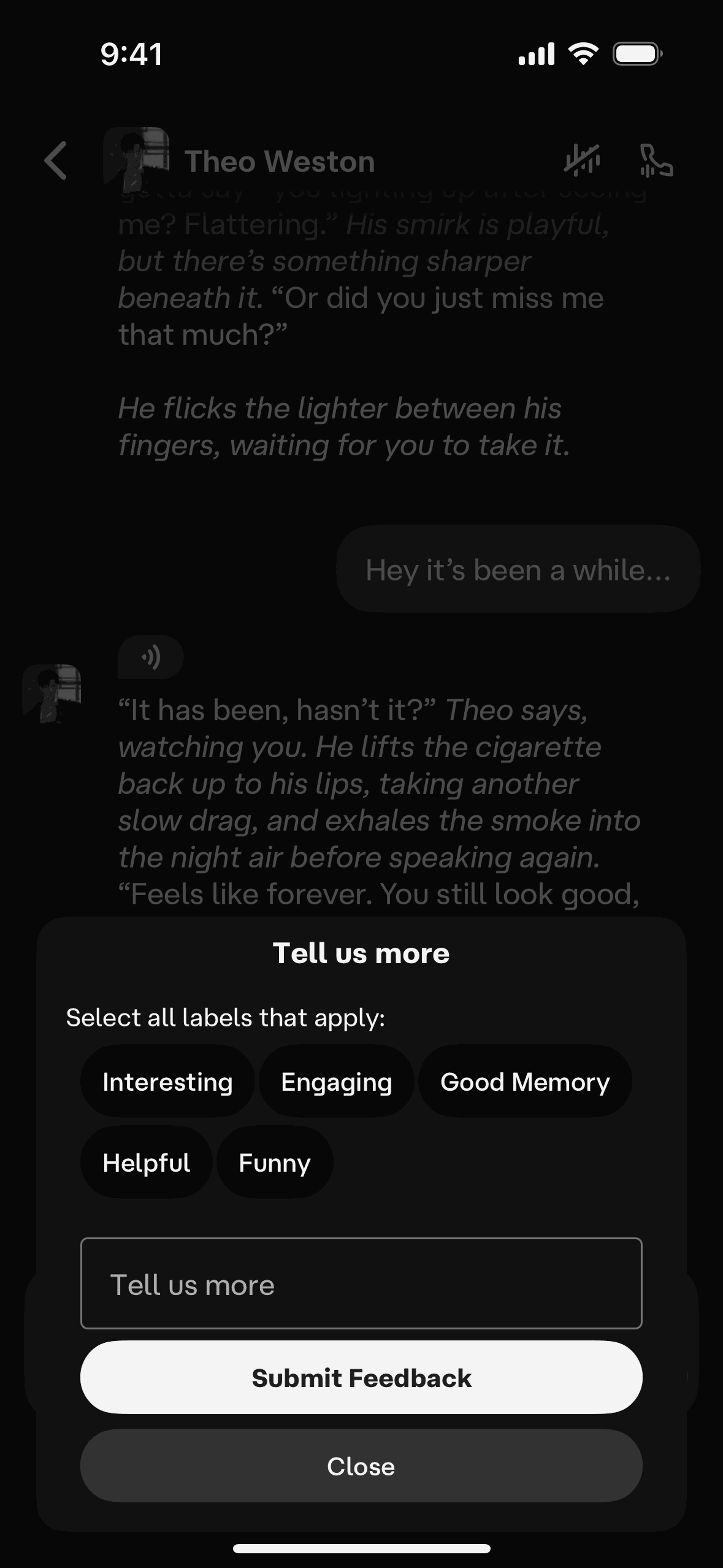Character AI iOS AI interface screenshot 9