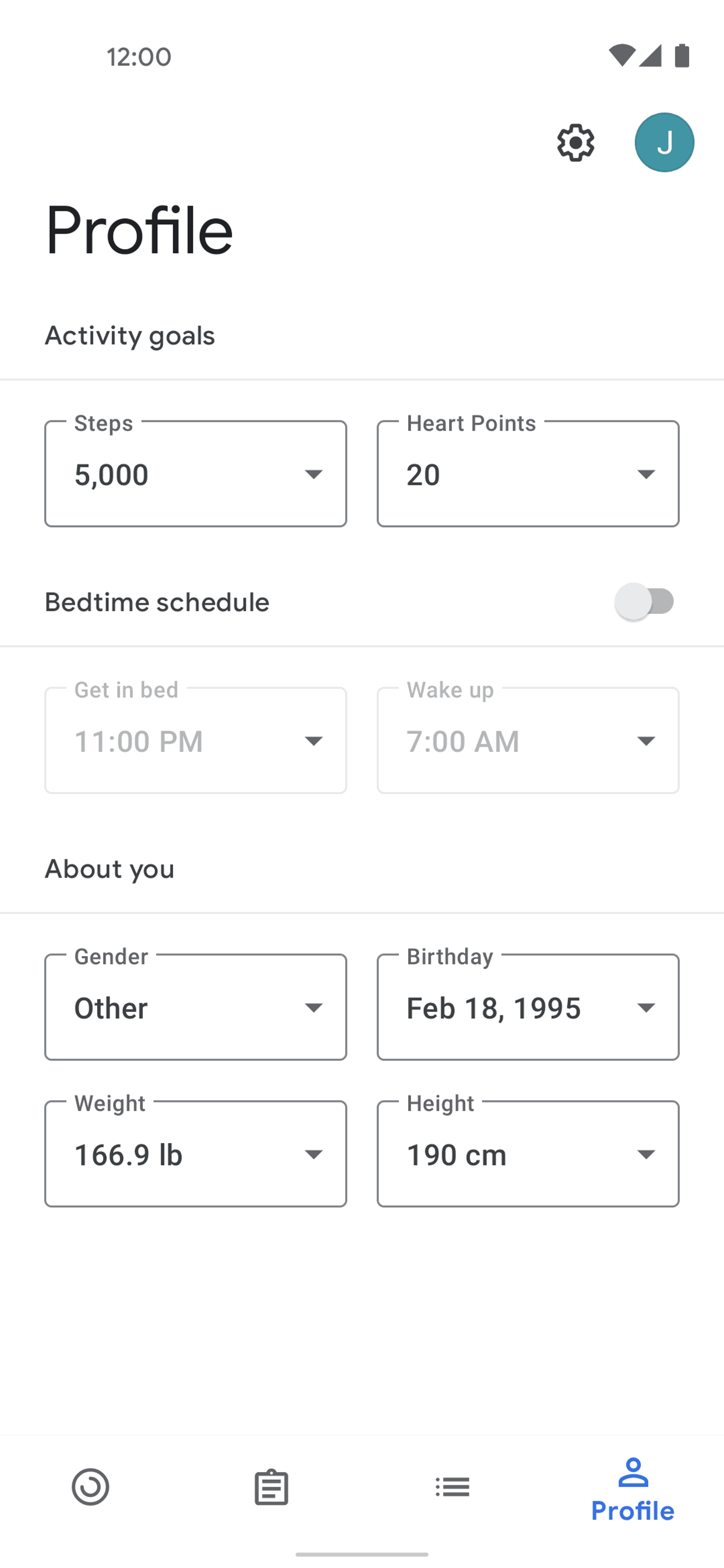Google Fit Android Health & Fitness interface screenshot 2