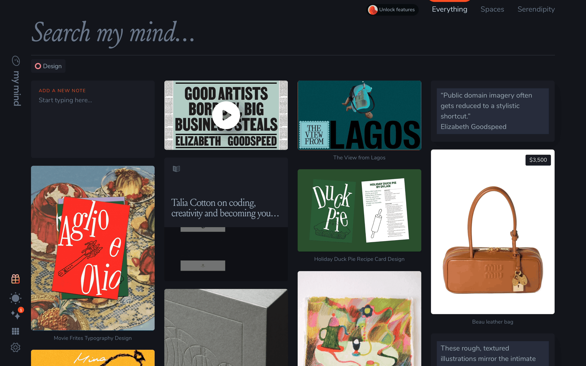mymind Web Productivity interface screenshot 8